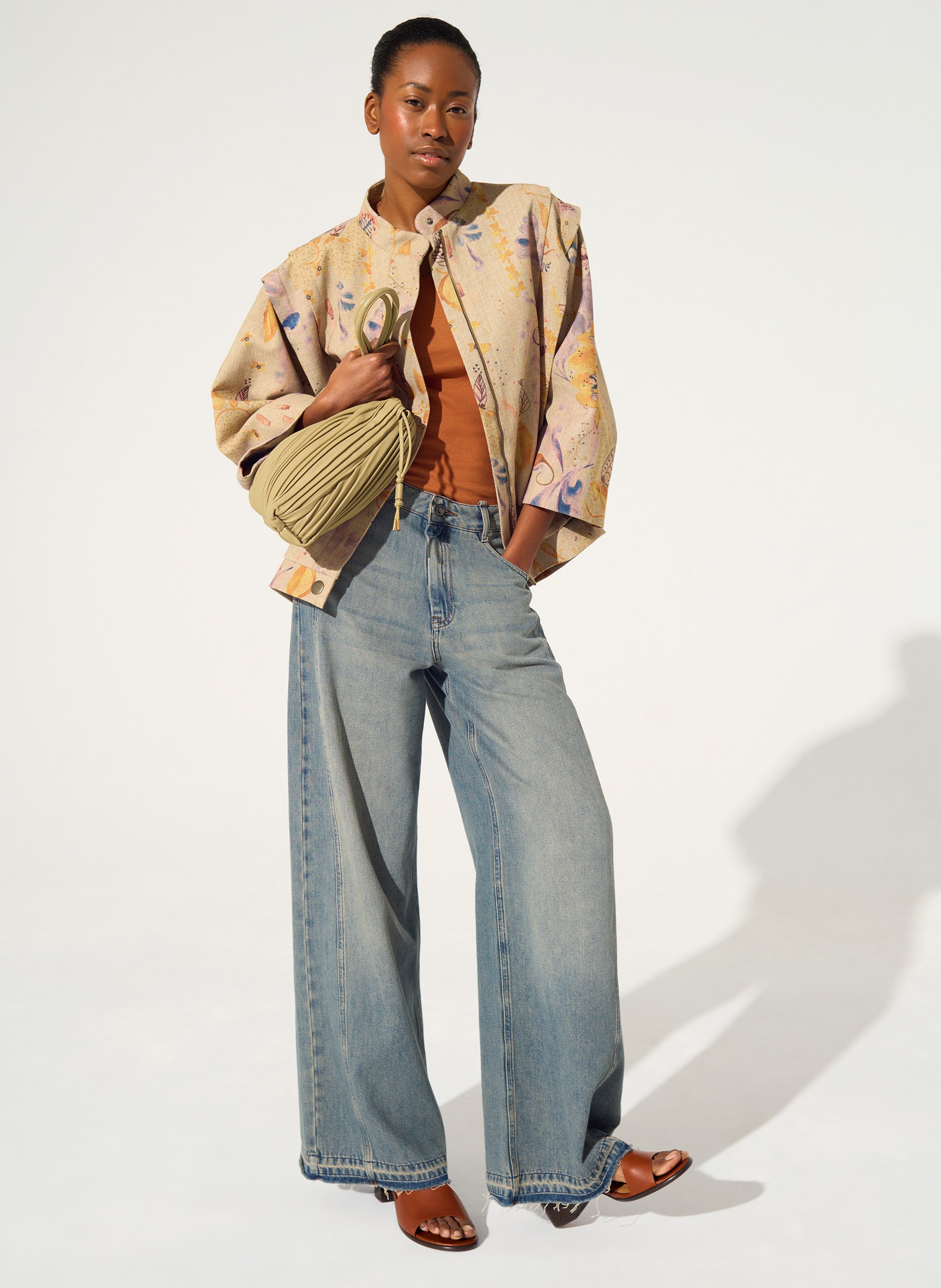 Blouson imprimé à col montant COTELAC Marron