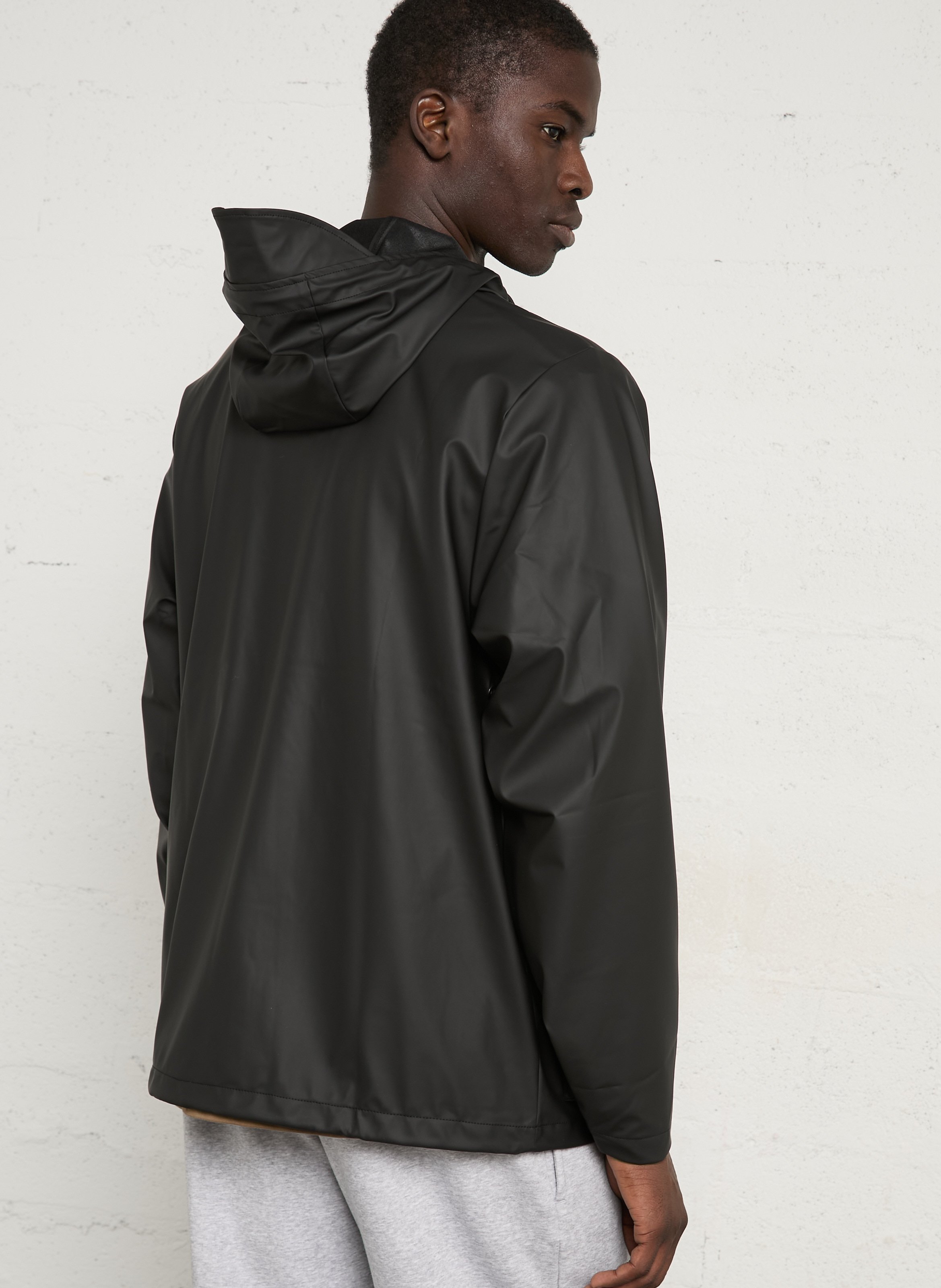 Katoenen parka met capuchon RAINS Zwart