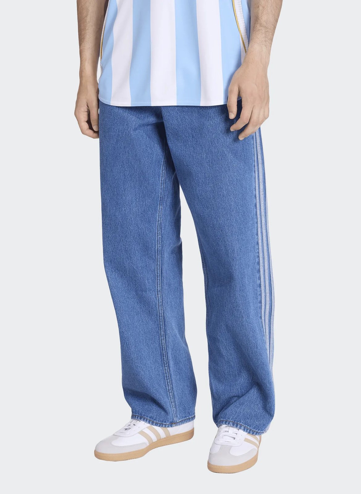 Katoenen jeans met rechte pijp ADIDAS Blauw