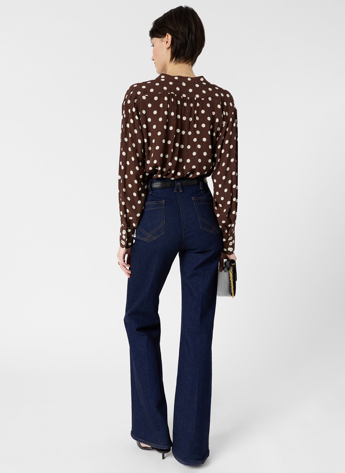 Blouse met Tunesische kraag en stippen GERARD DAREL Bruin