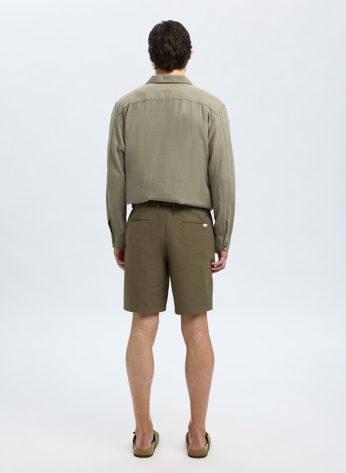 Short droit en coton bio mélangé SELECTED Vert