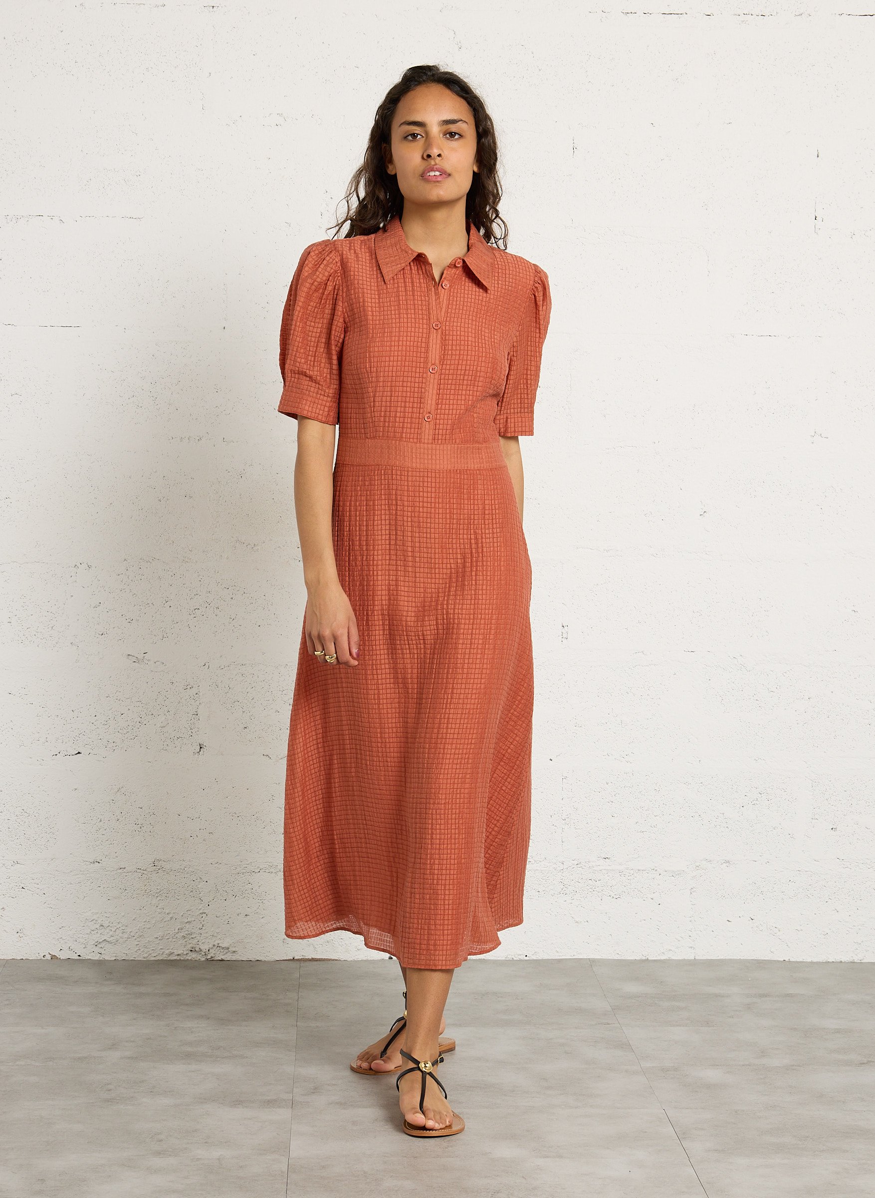 Robe longue manches bouffantes PETITE MENDIGOTE Beige