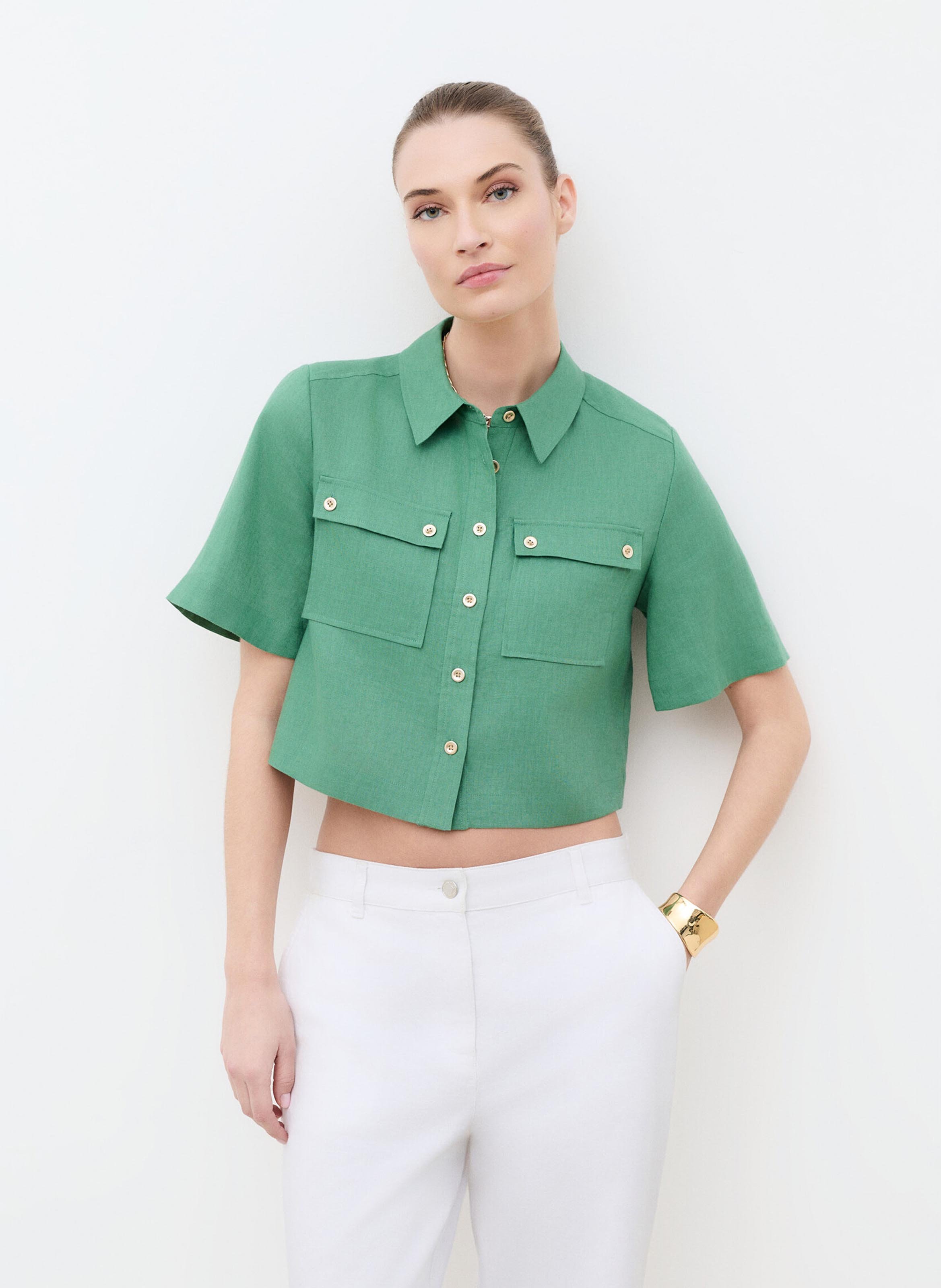 Gerade geschnittenes Leinenhemd mit klassischem Kragen CAROLL