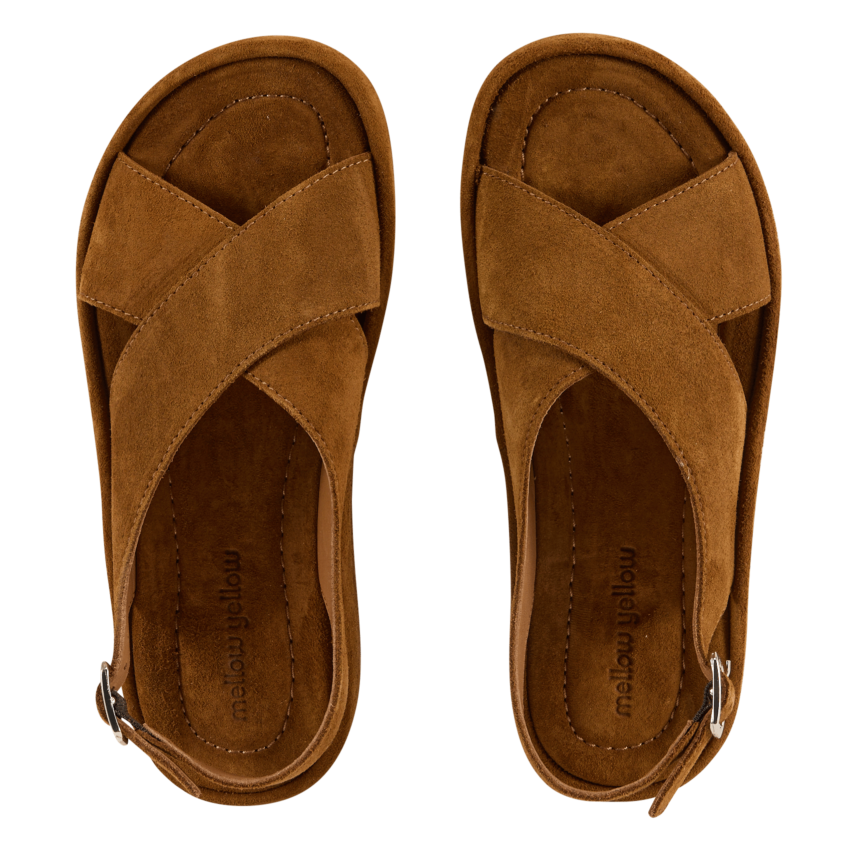 Flat leather platform sandals MELLOW YELLOW Brown