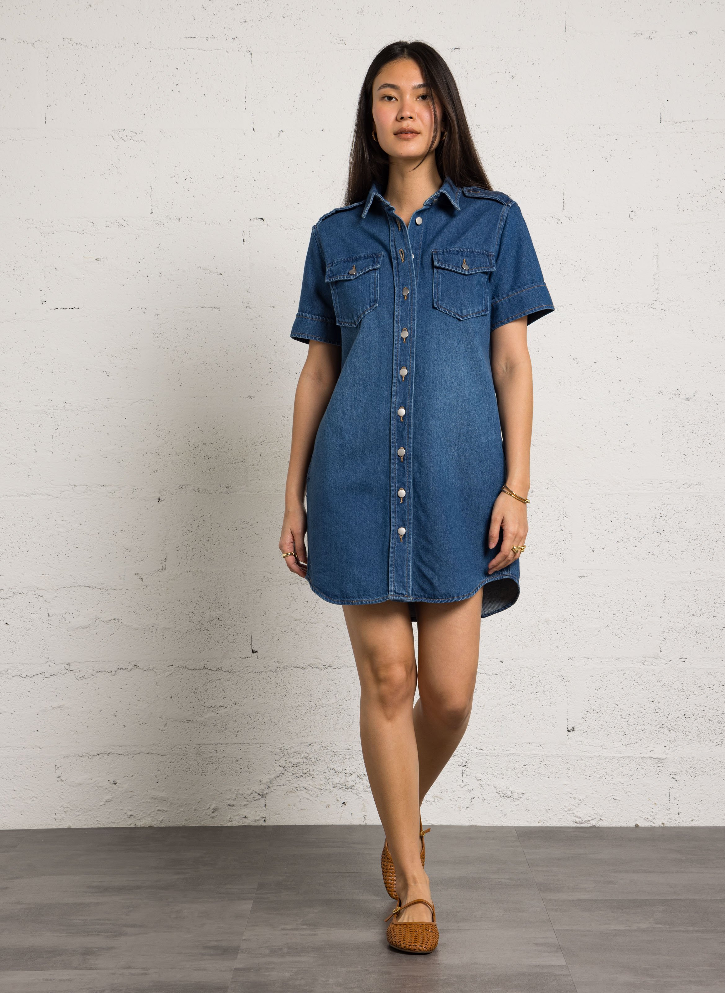 Robe courte boutonnée en jean MAISON 123 Bleu