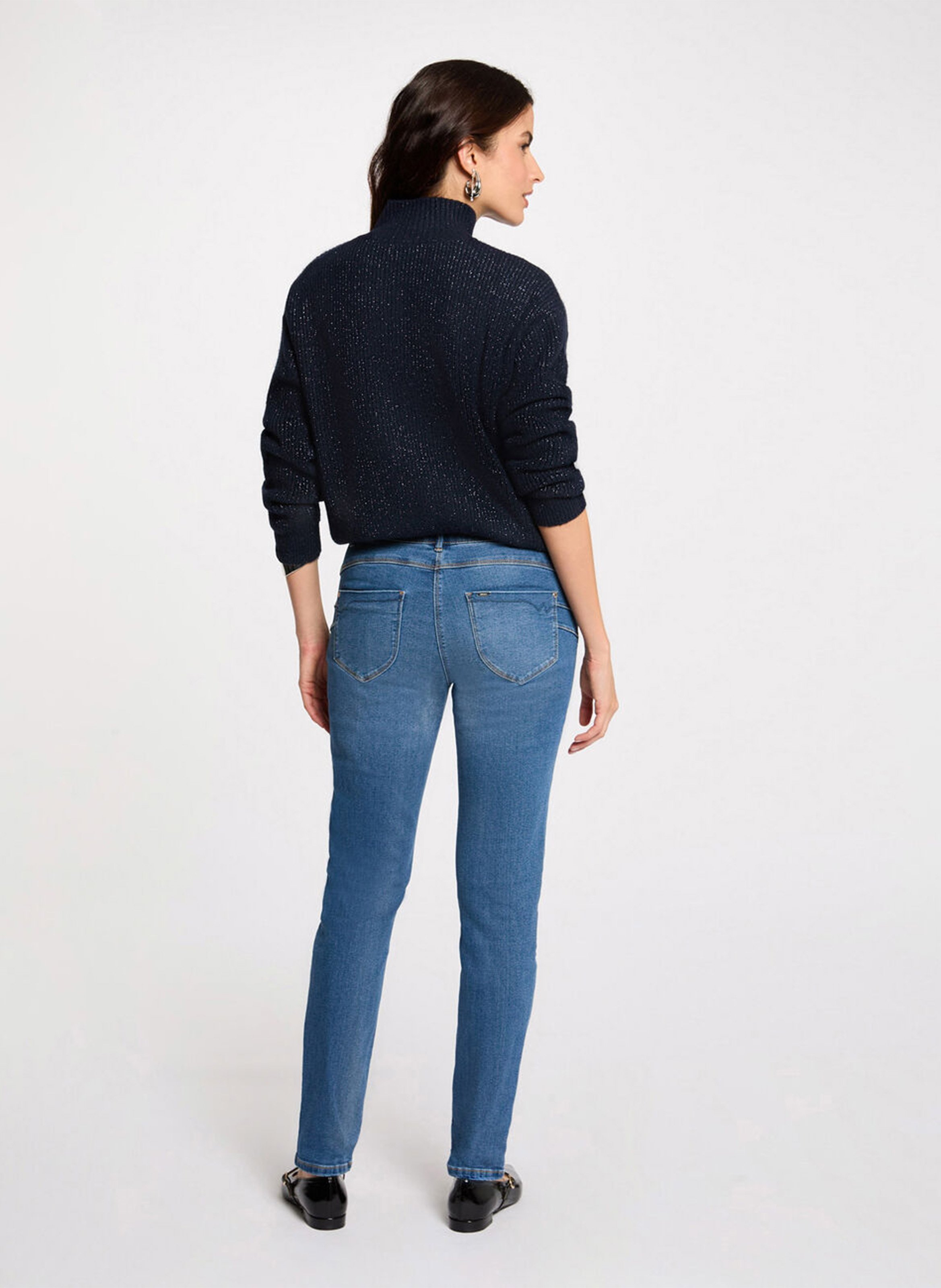 Raw-Denim-Jeans aus Baumwoll-Mix, Slim Fit Blau