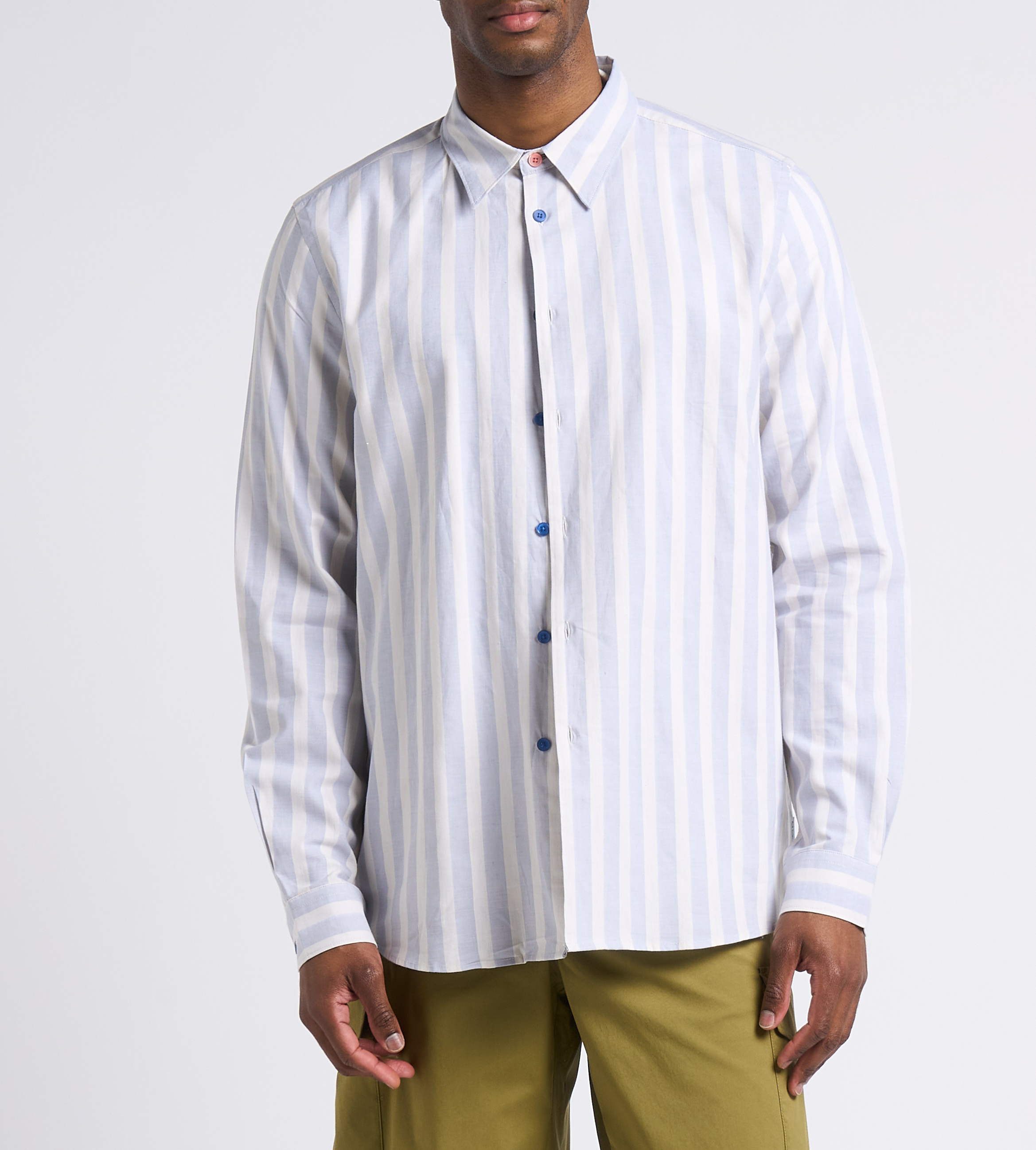 Straight striped cotton shirt with classic collar PAUL SMITH Blue