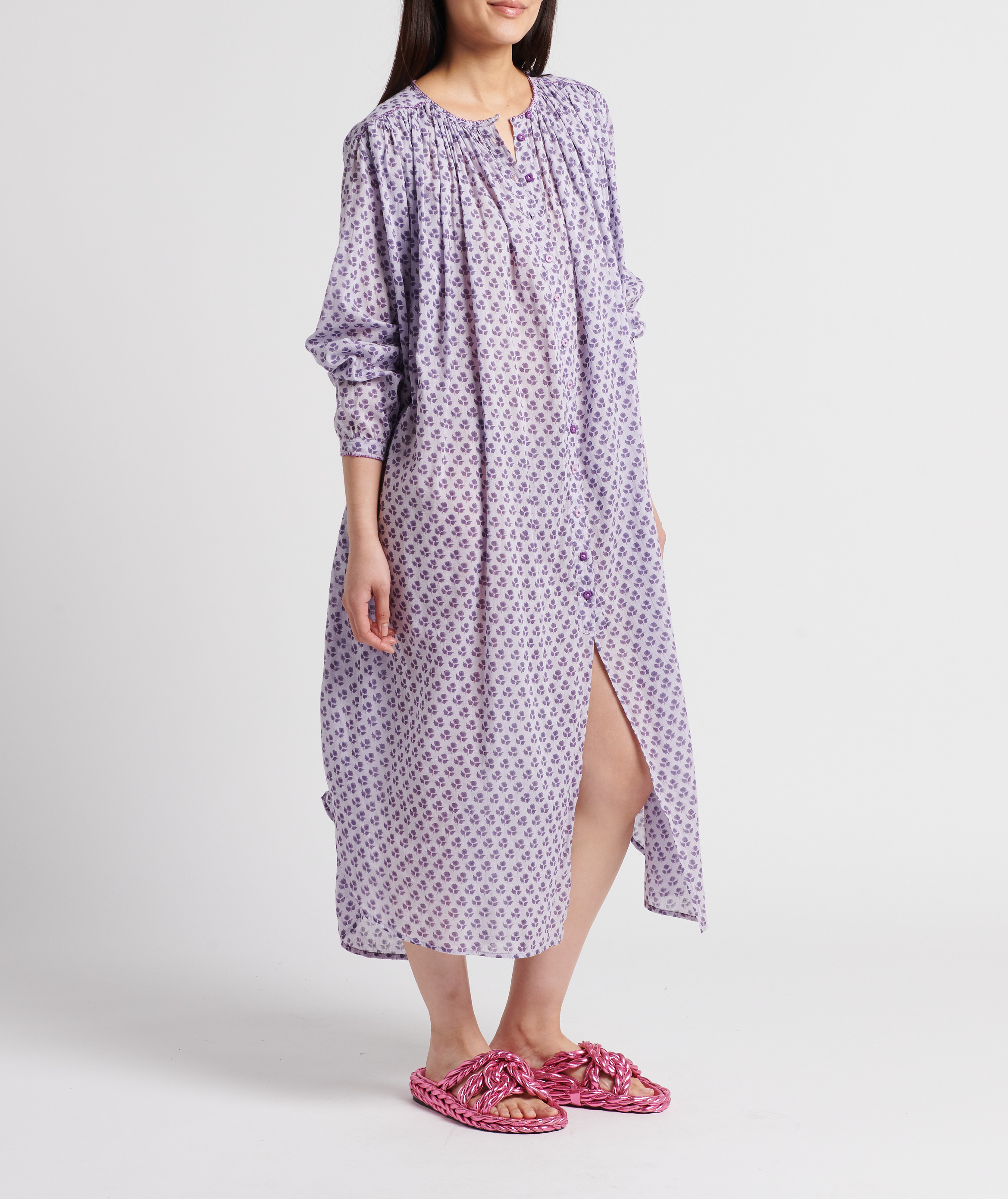 Flat braided metallic leather sandals LAURENCE BRAS Pink