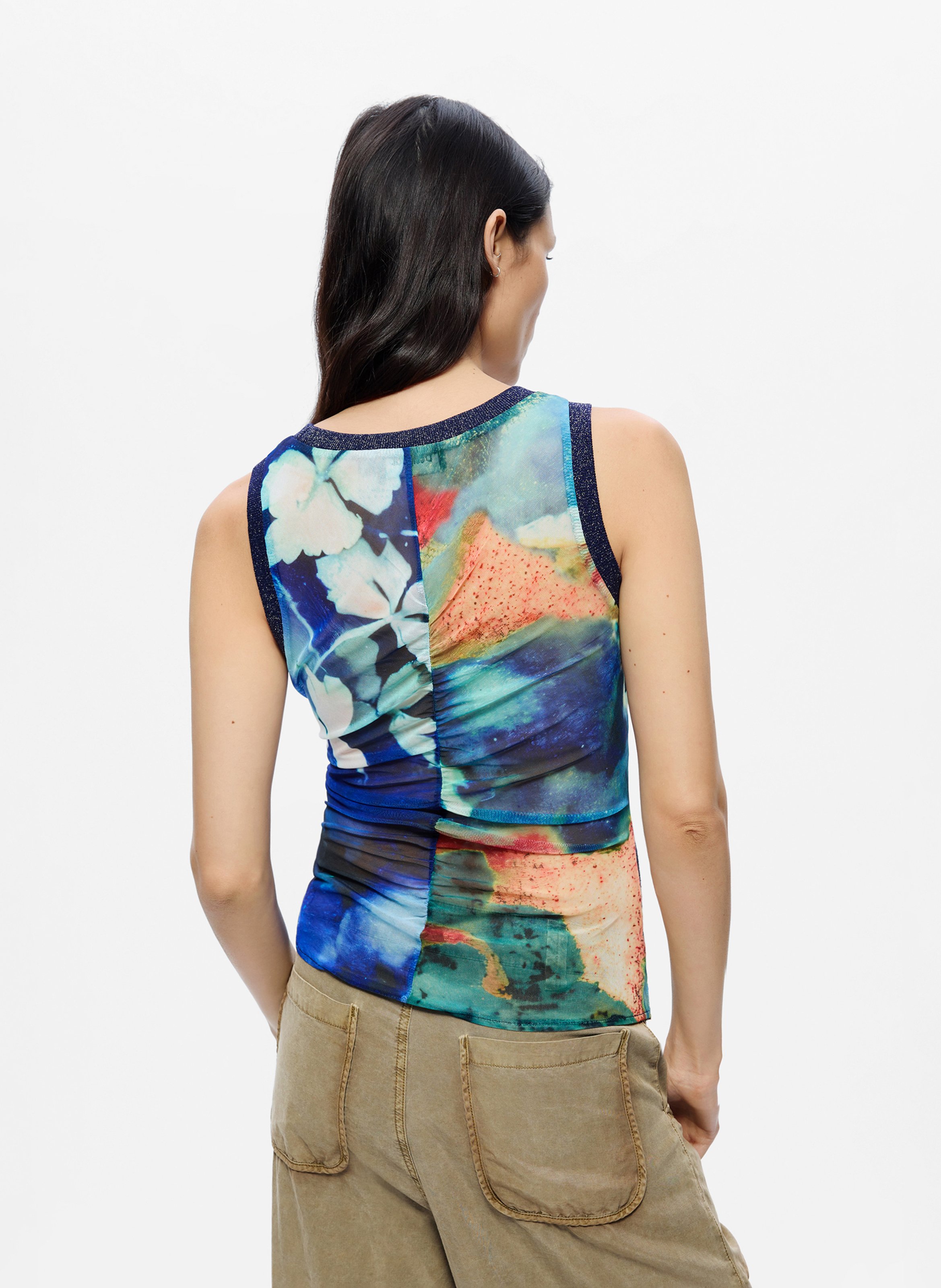 Débardeur imprimé col rond DESIGUAL Bleu