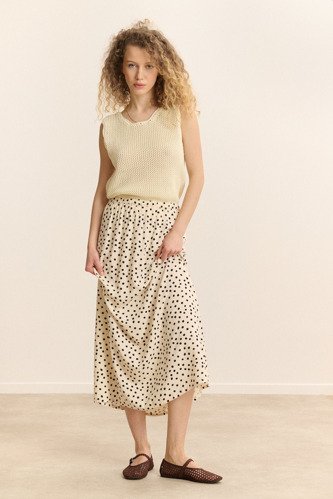 Polka dot midi skirt GARANCE PARIS White