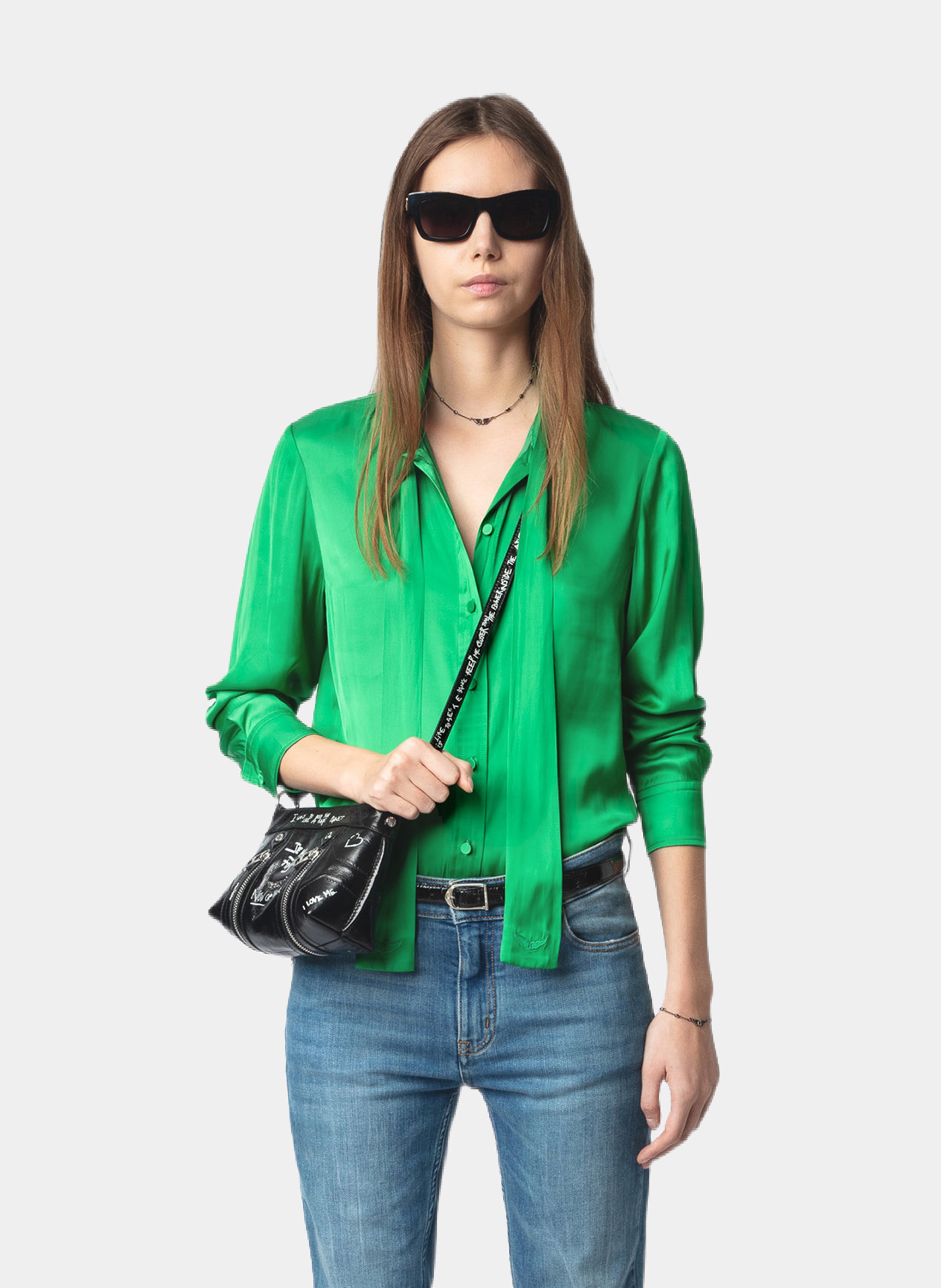 Chemise col lavallière satinée ZADIG&VOLTAIRE Vert
