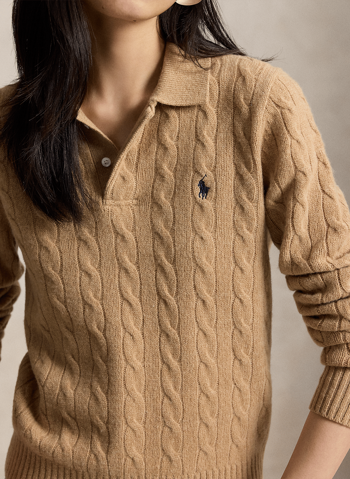 Straight wool and cashmere blend sweater POLO RALPH LAUREN Beige