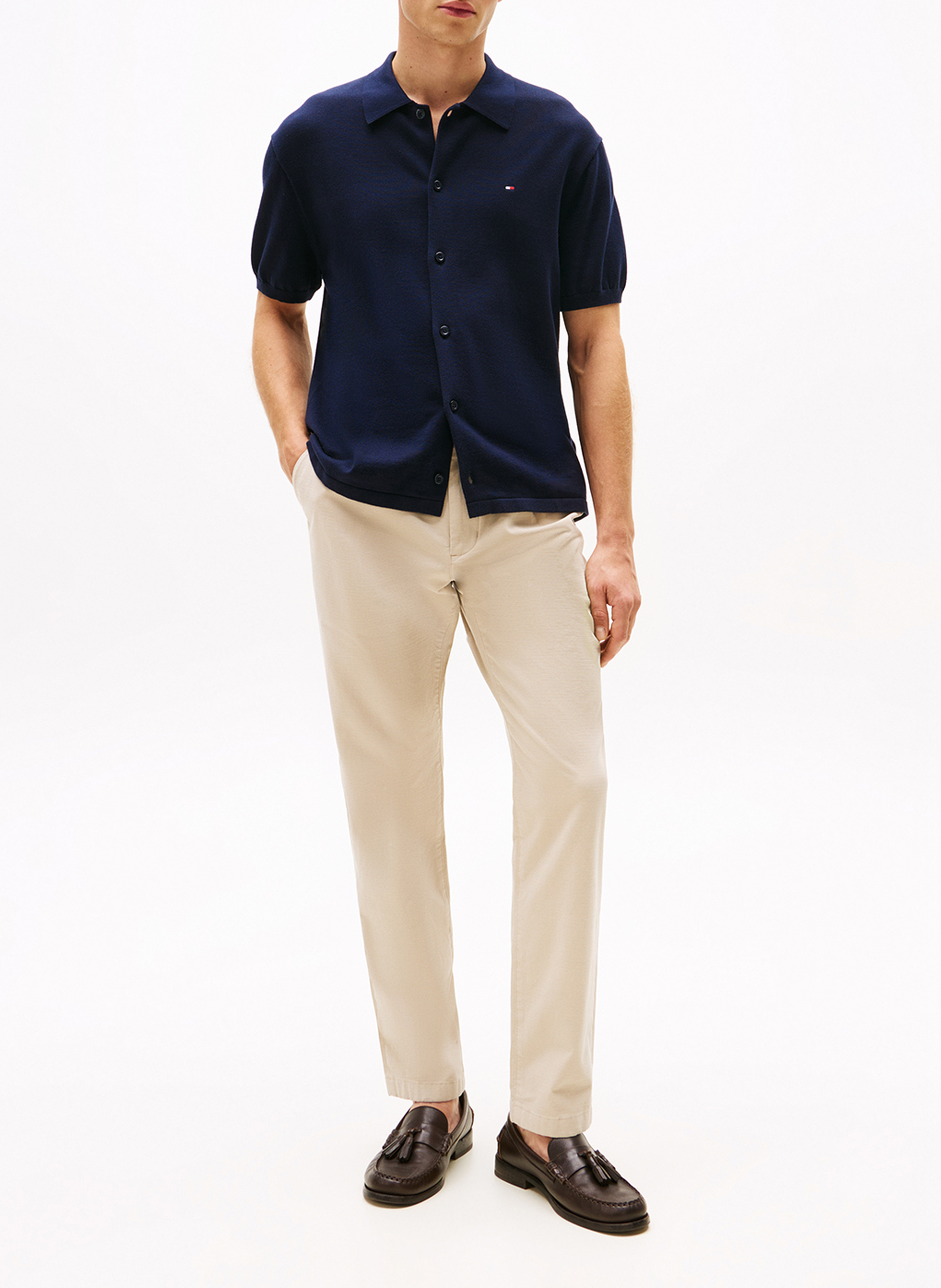 Pantalon droit en coton TOMMY HILFIGER Kaki