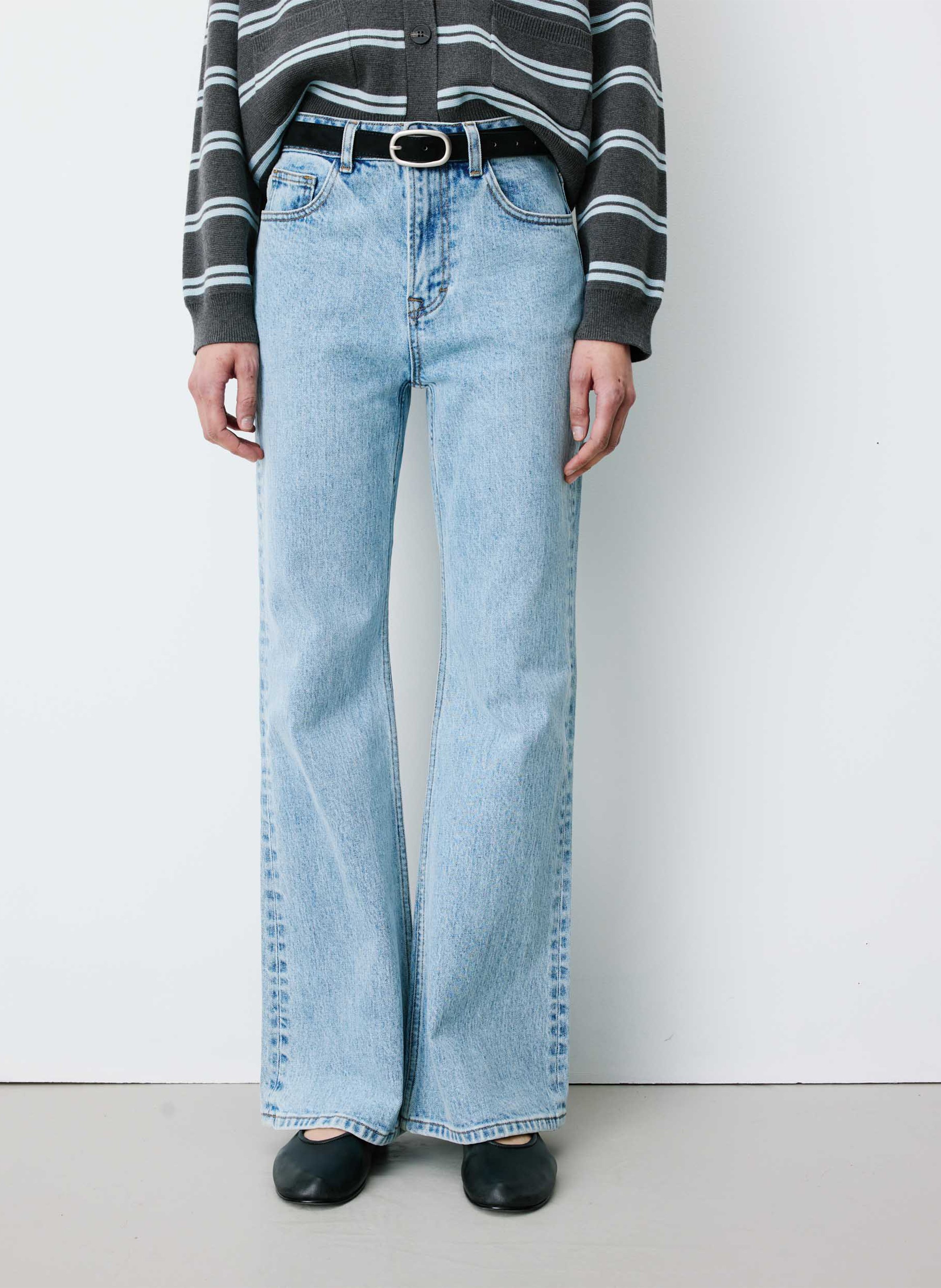 Cotton-blend bootcut jeans GRACE ET MILA Blue