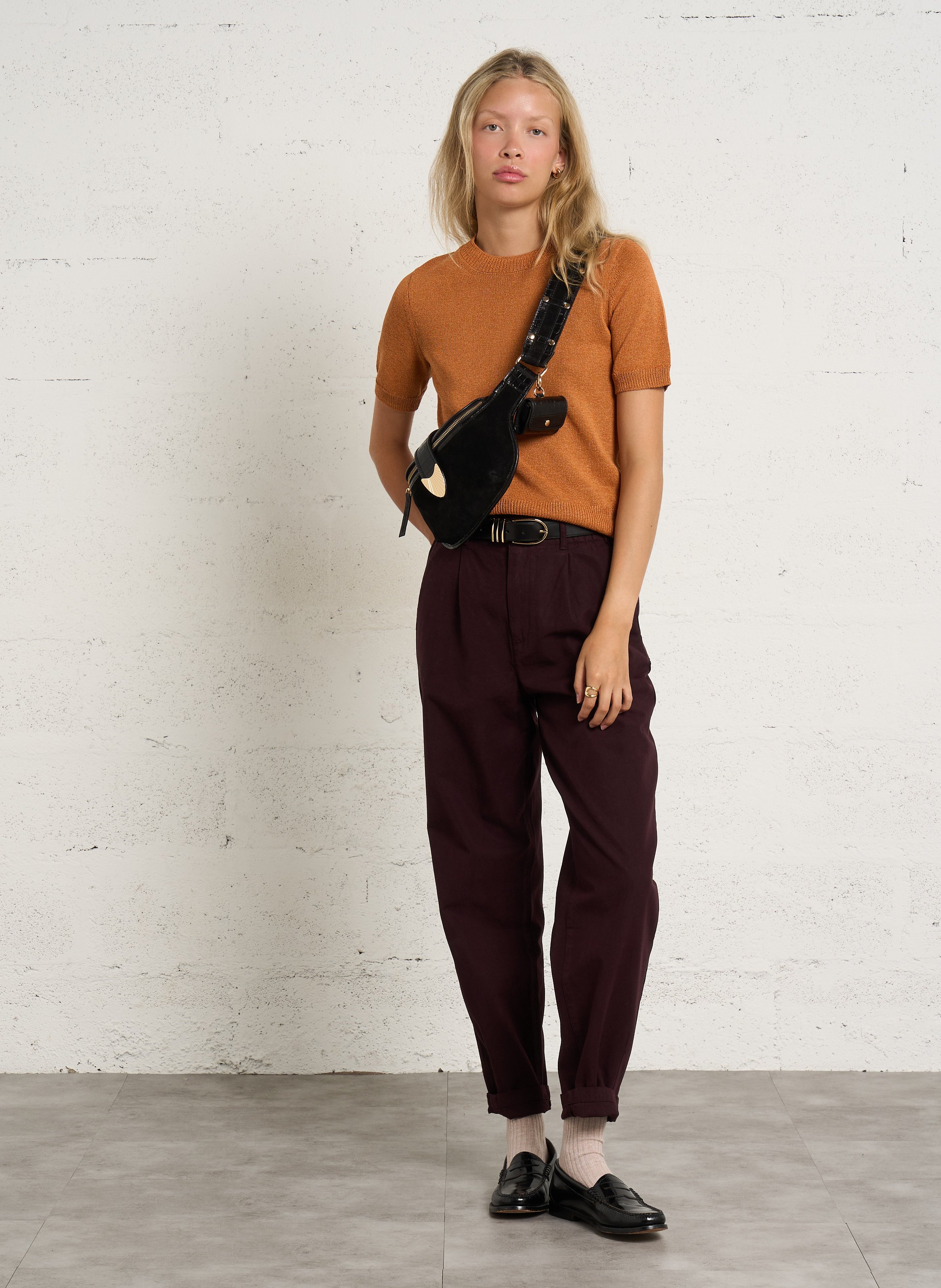 Round-neck cotton-blend T-shirt MAISON 123 Golden
