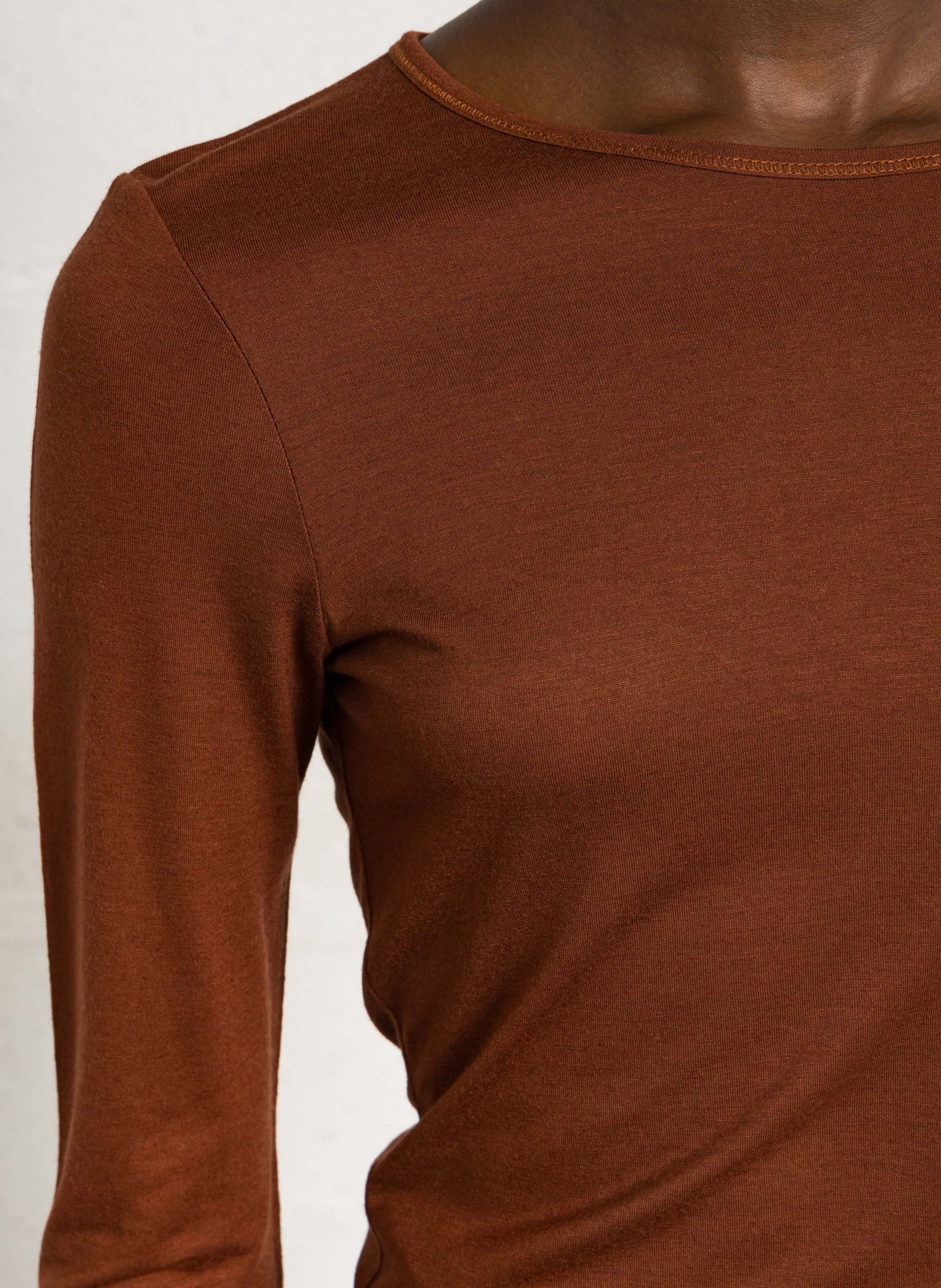 Round neck long sleeve t-shirt NICE THINGS Brown