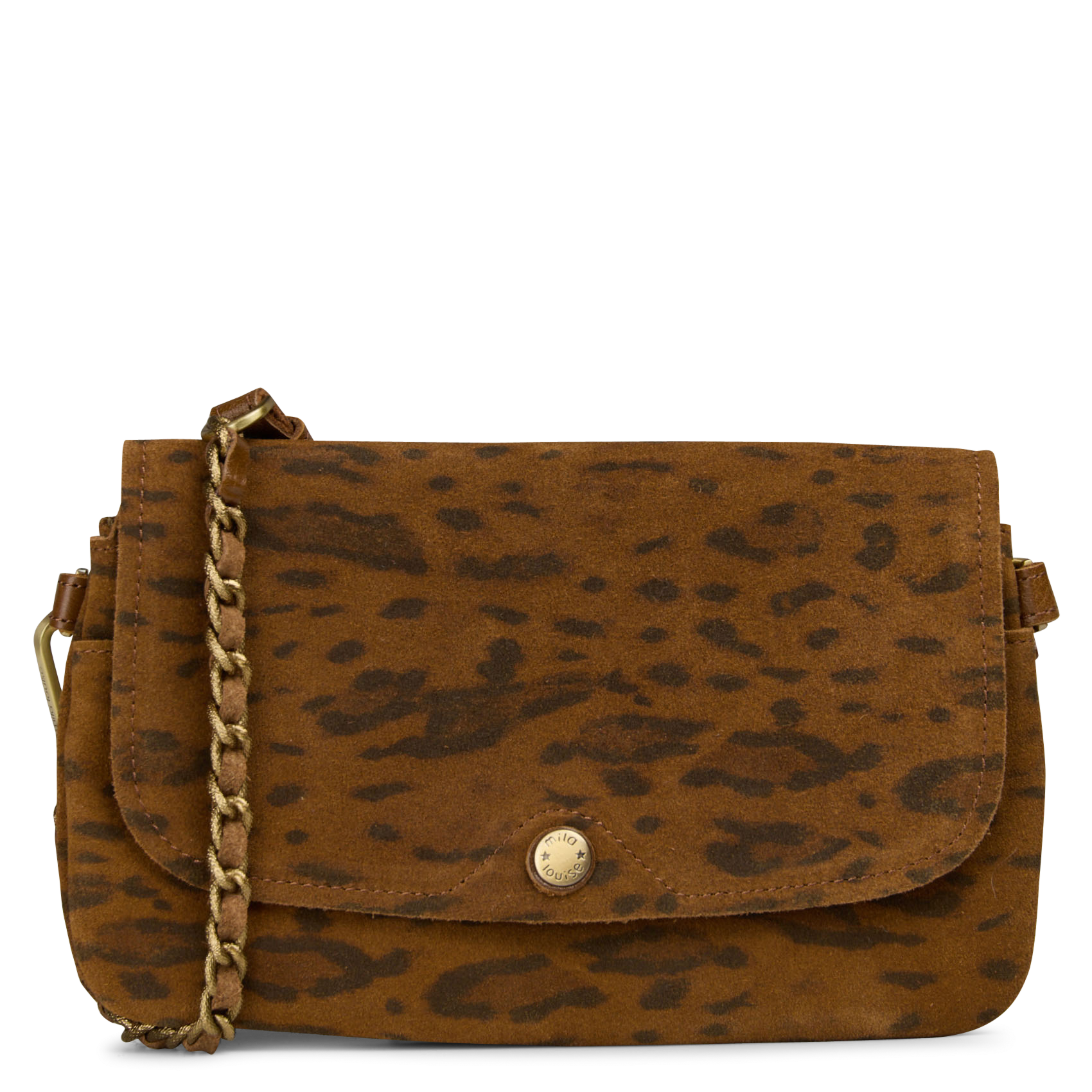 Schoudertas van veloursleer met print MILA LOUISE Beige