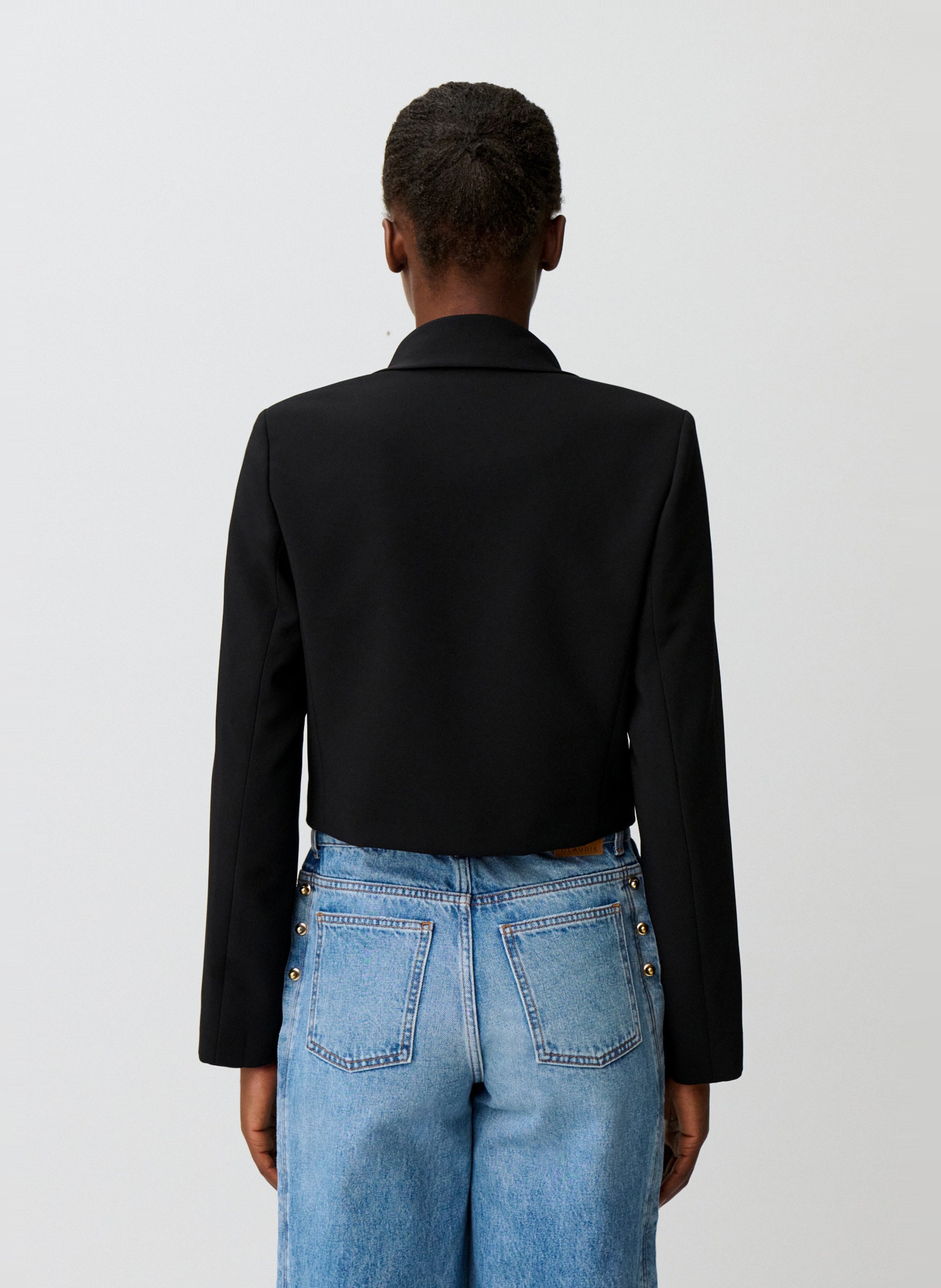 Gerade geschnittene Jacke mit Lavallière-Kragen CLAUDIE PIERLOT Schwarz