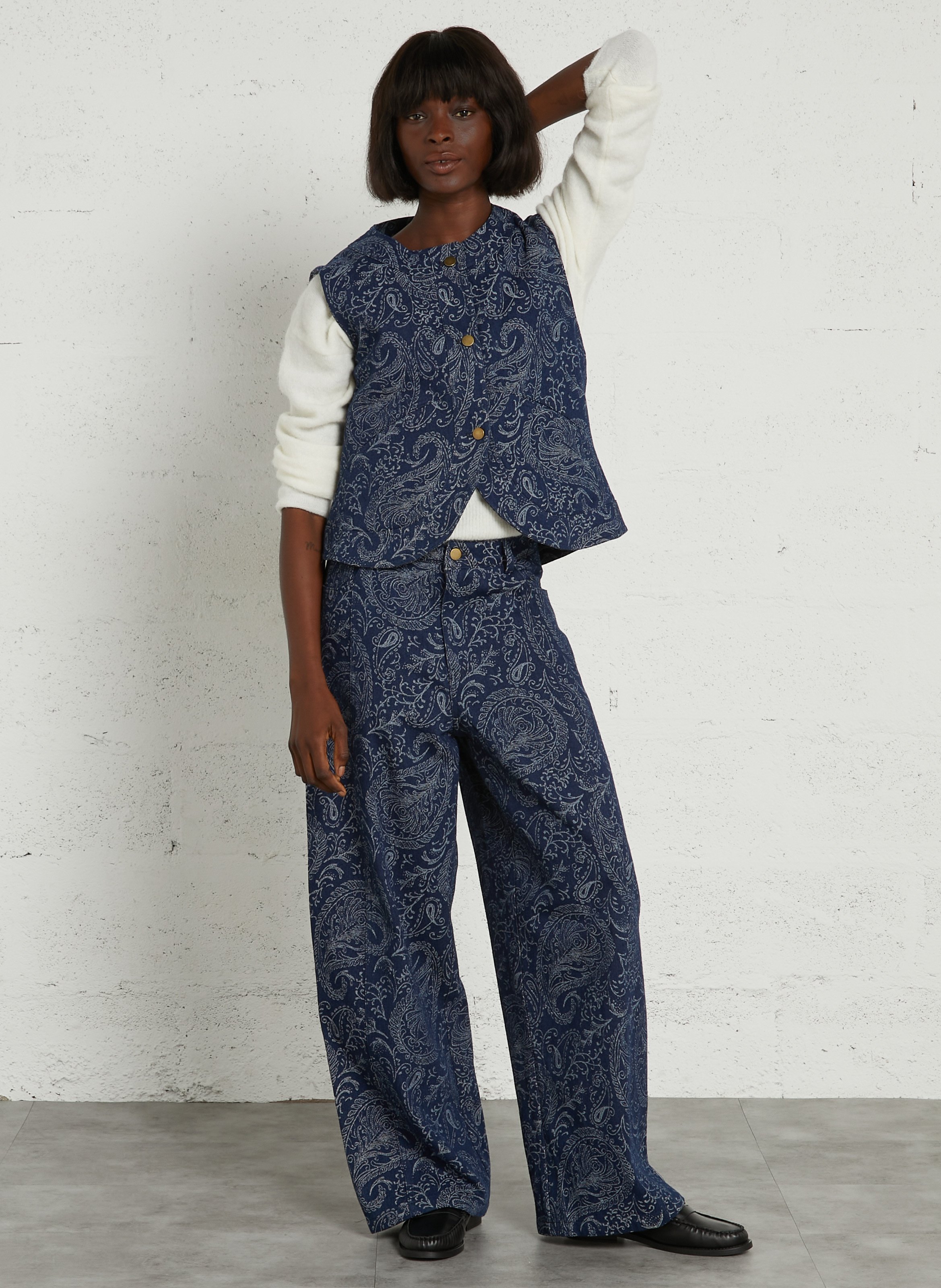 Rundhalsausschnitt Denim bedruckte Jacke THE KORNER Blau