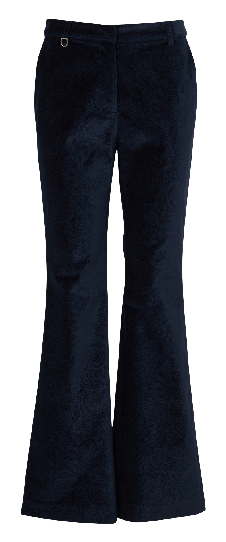 Broek met jacquardpatroon en uitlopende pijpen van een katoenmix CAROLL Blauw