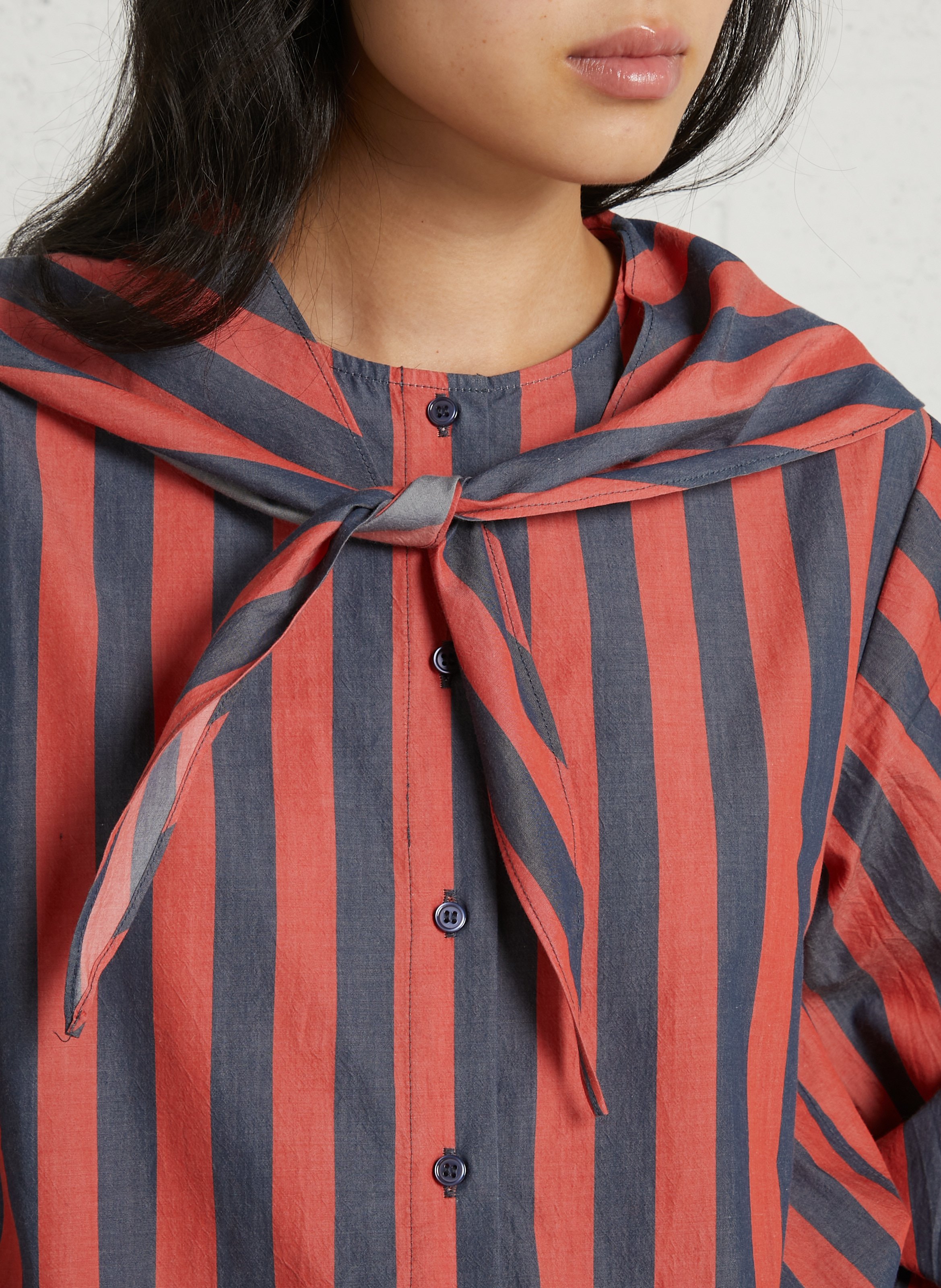 Rechte gestreepte blouse met ronde hals van katoen THE TINY BIG SISTER Veelkleurig