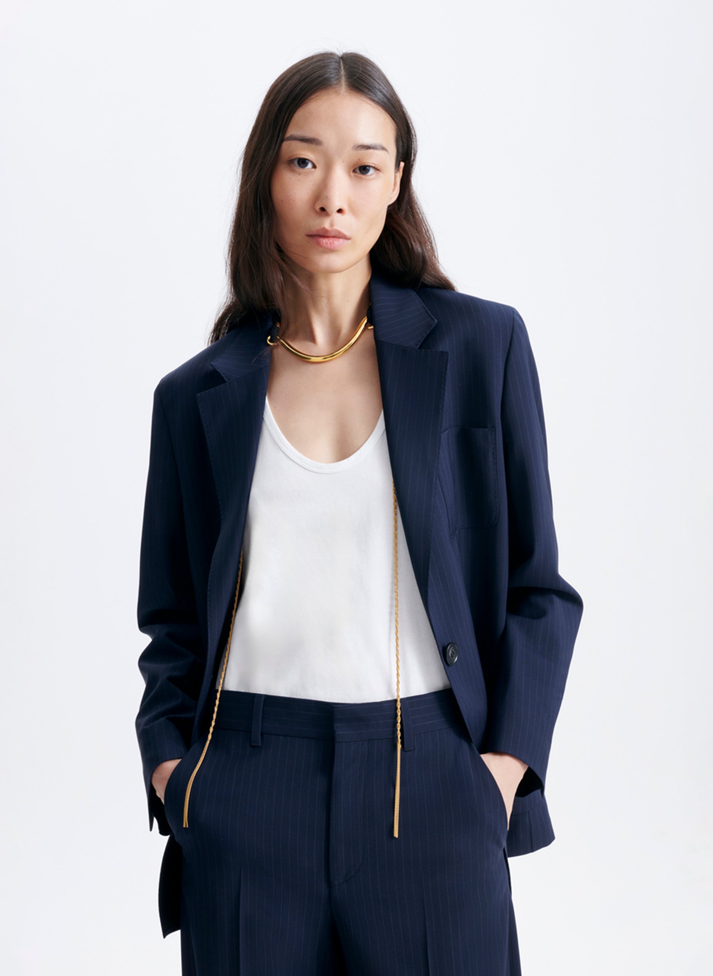 Striped straight blazer VANESSA BRUNO Blue