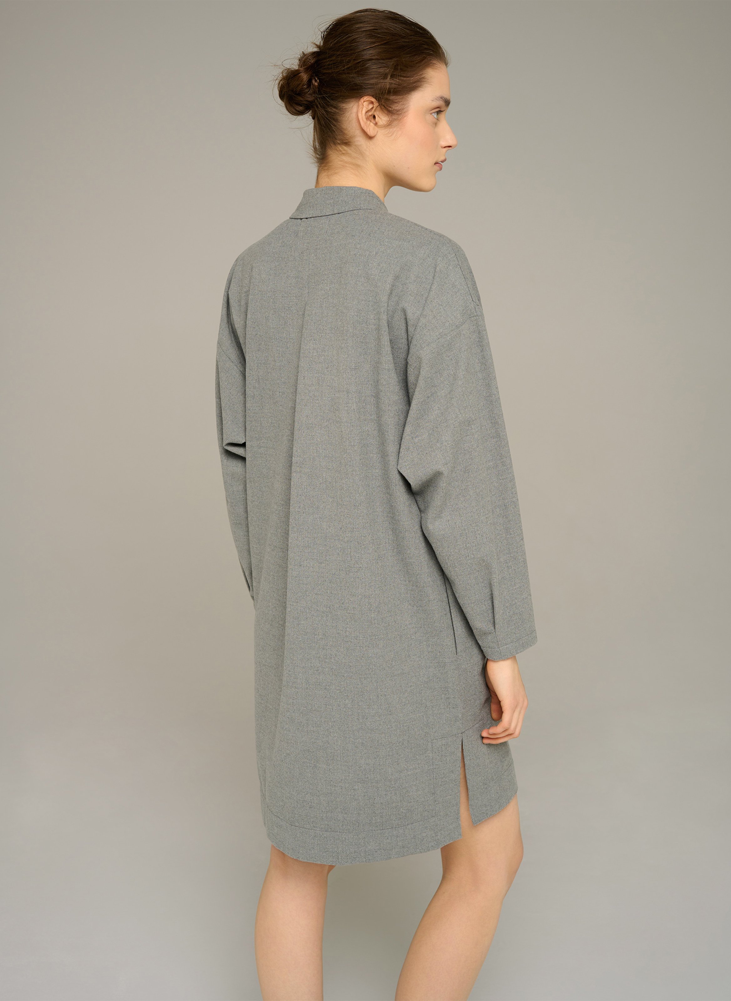 Short straight long-sleeved dress COTELAC ACOTE Grey