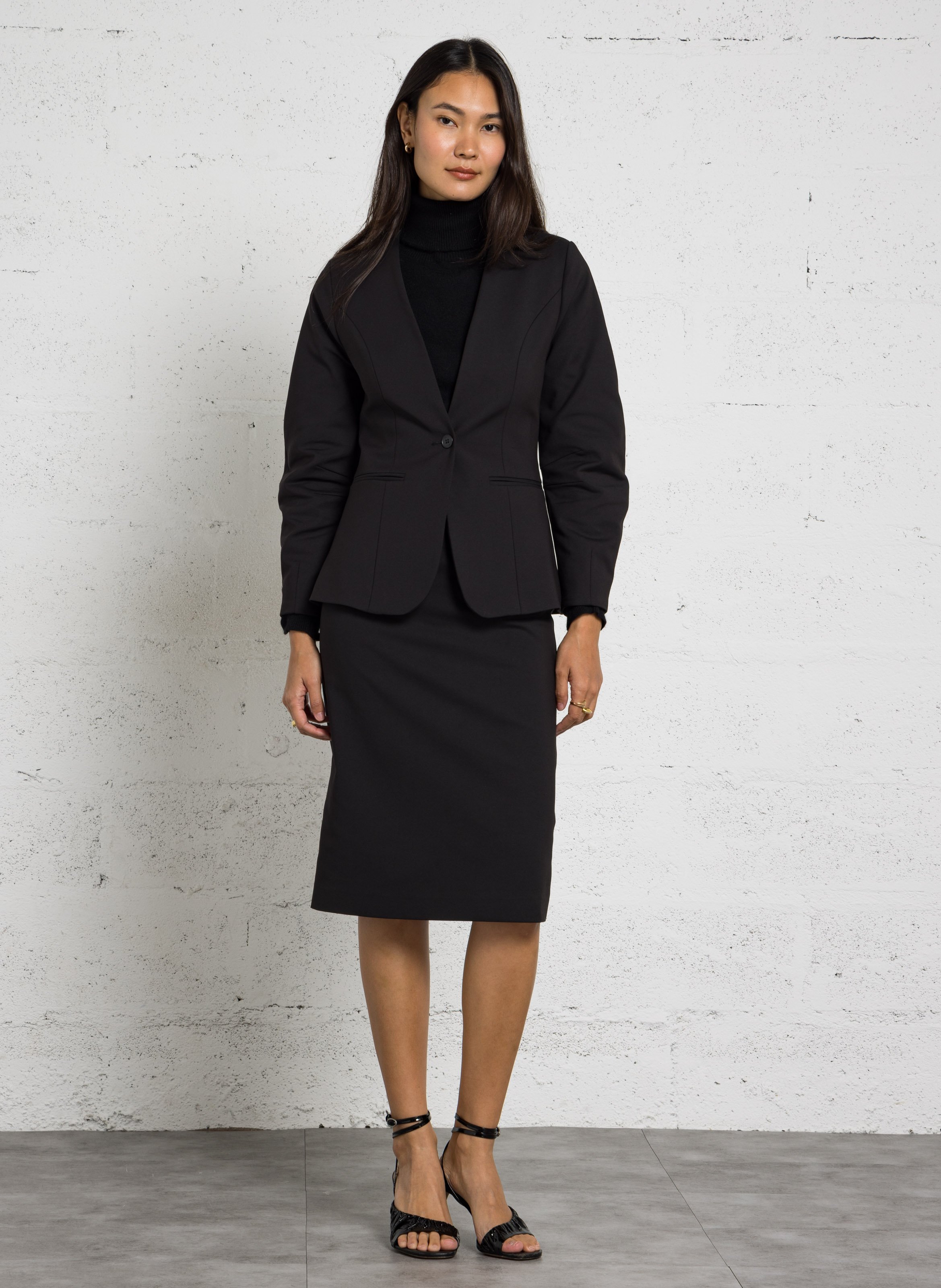 Veste de tailleur cintrée en coton mélangé IKKS Noir