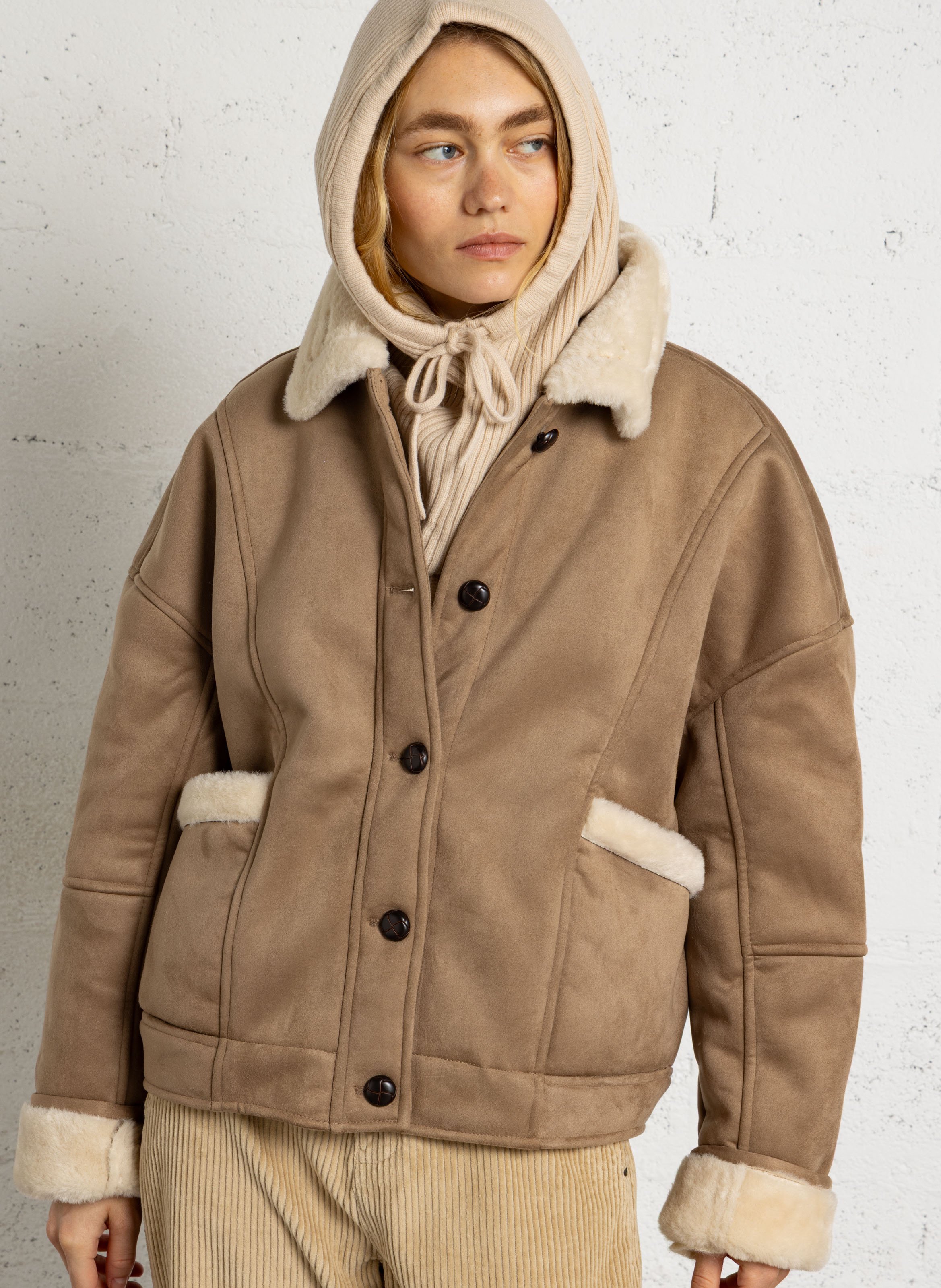 Oversized coat with fur-effect collar LA PETITE ETOILE Brown