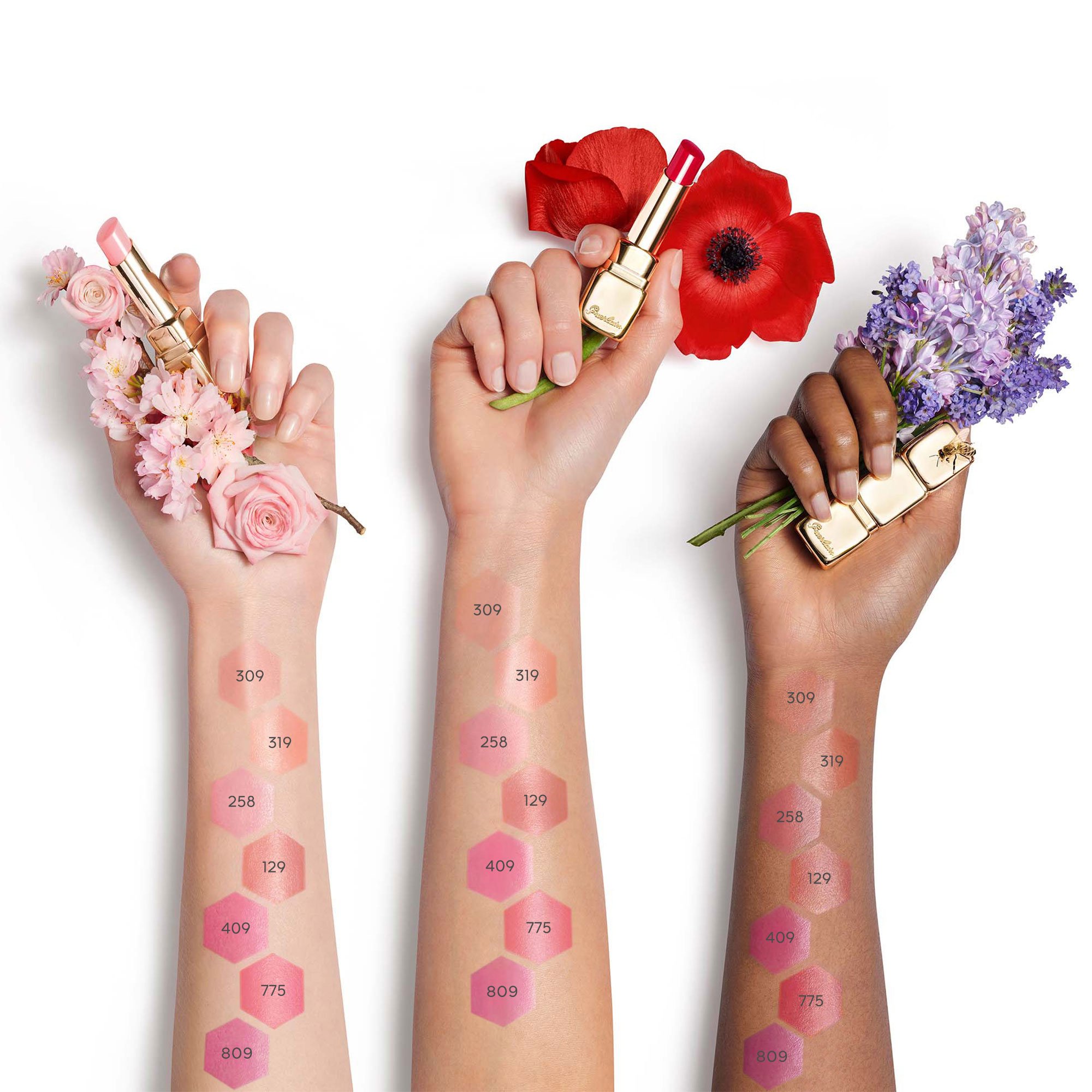 KISSKISS BEE GLOW Baume teinté infusé en miel 98% d'origine naturelle GUERLAIN 129 blossom kiss