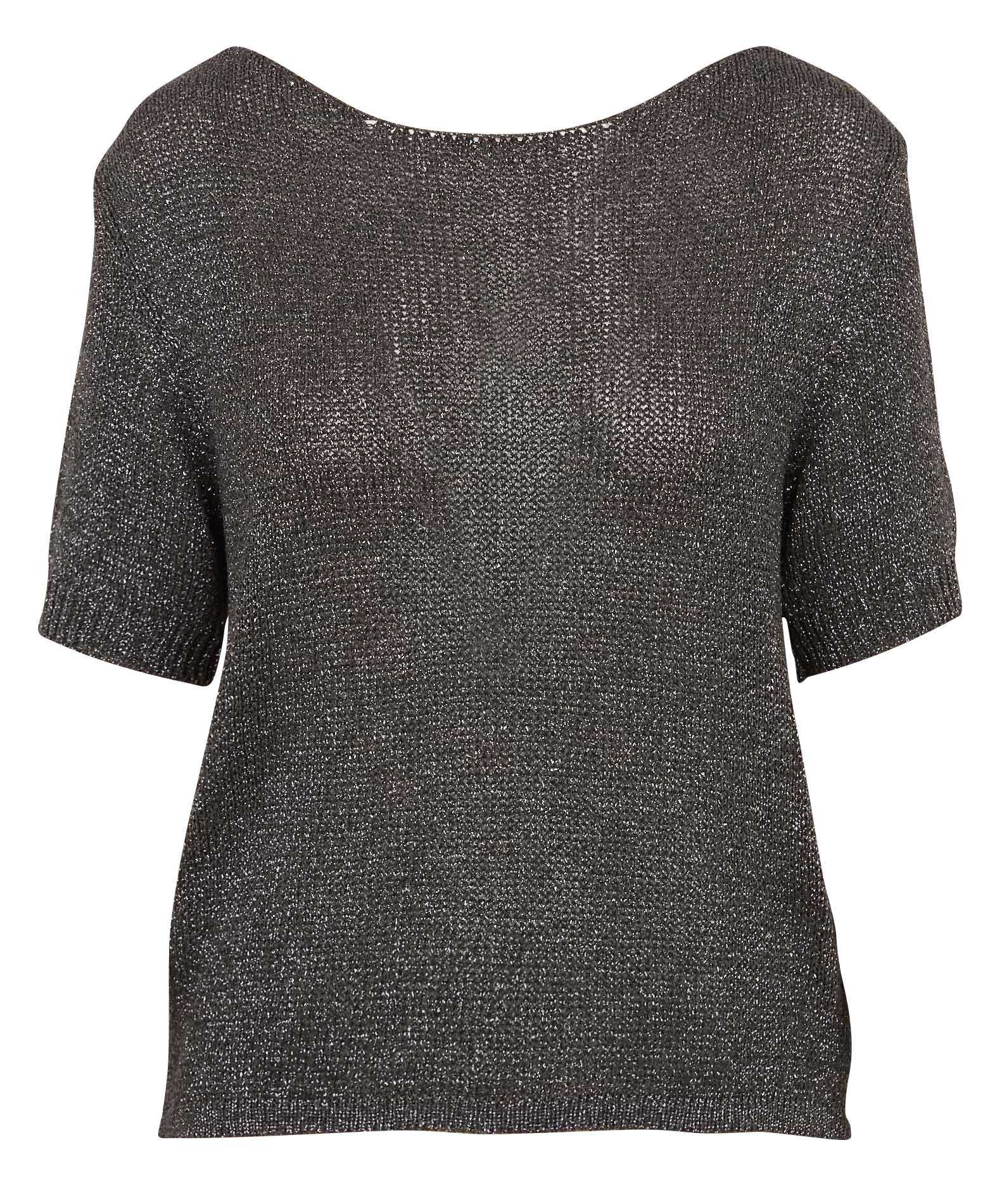 Pull col rond droit en maille PLEASE Gris