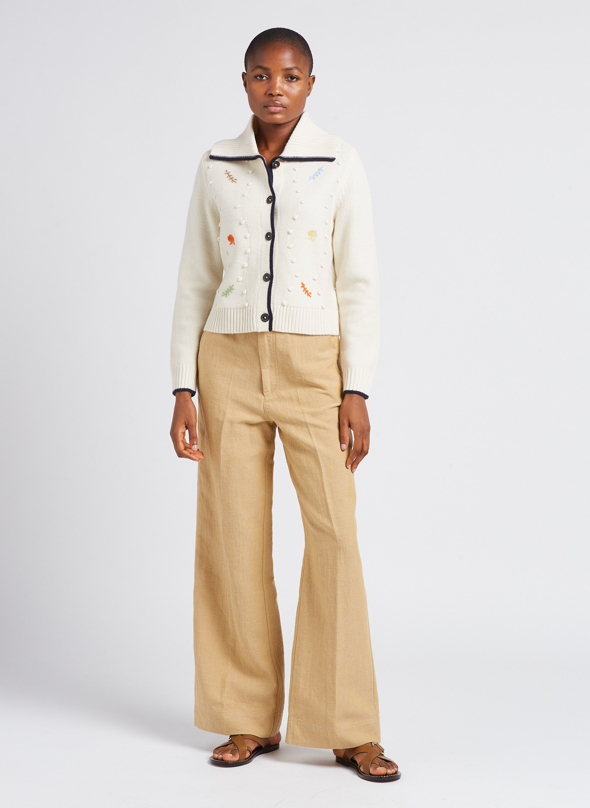 Wide-leg linen pants POMANDERE Golden