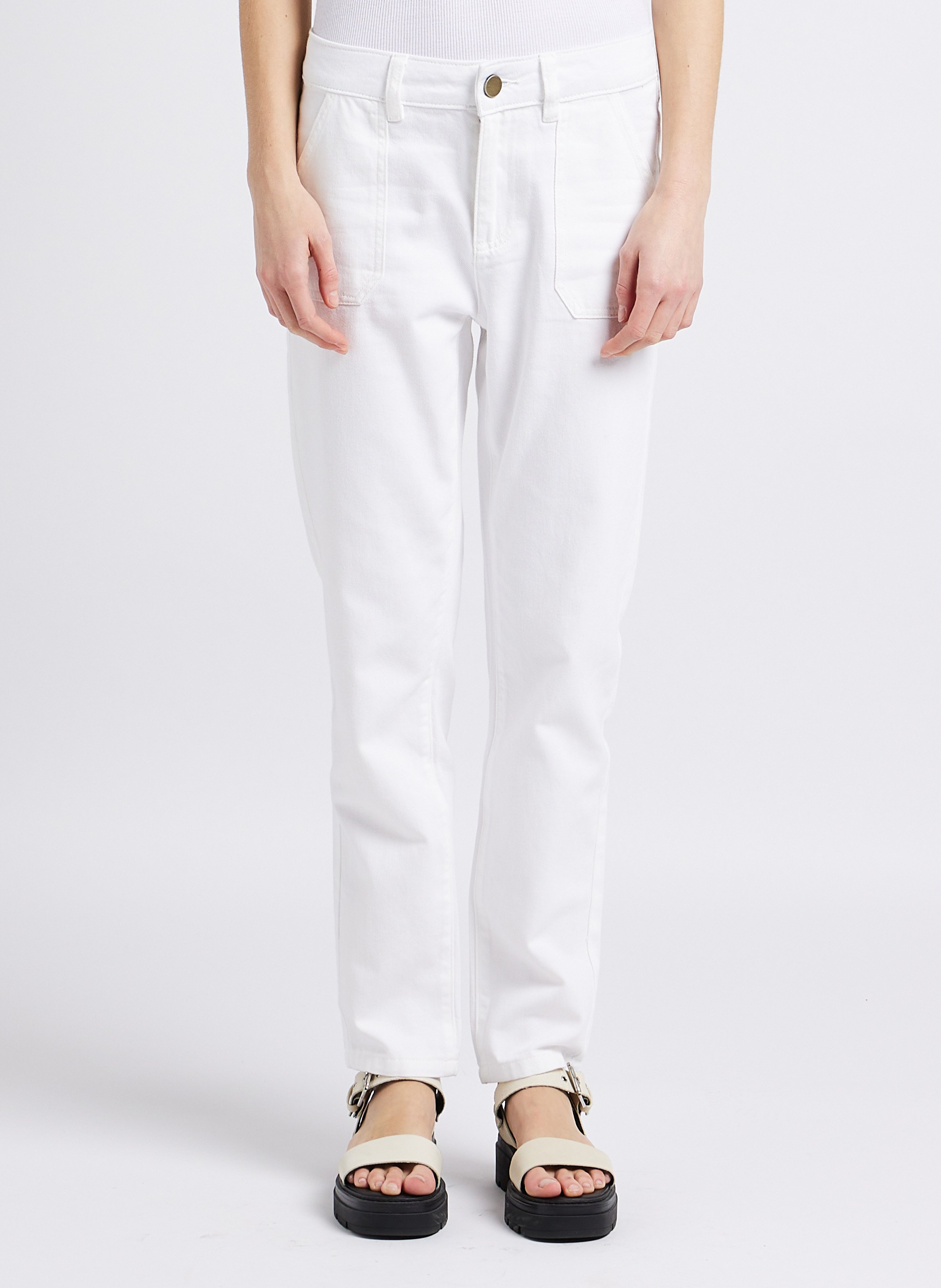 Pantalon slim taille haute en coton MAISON 123