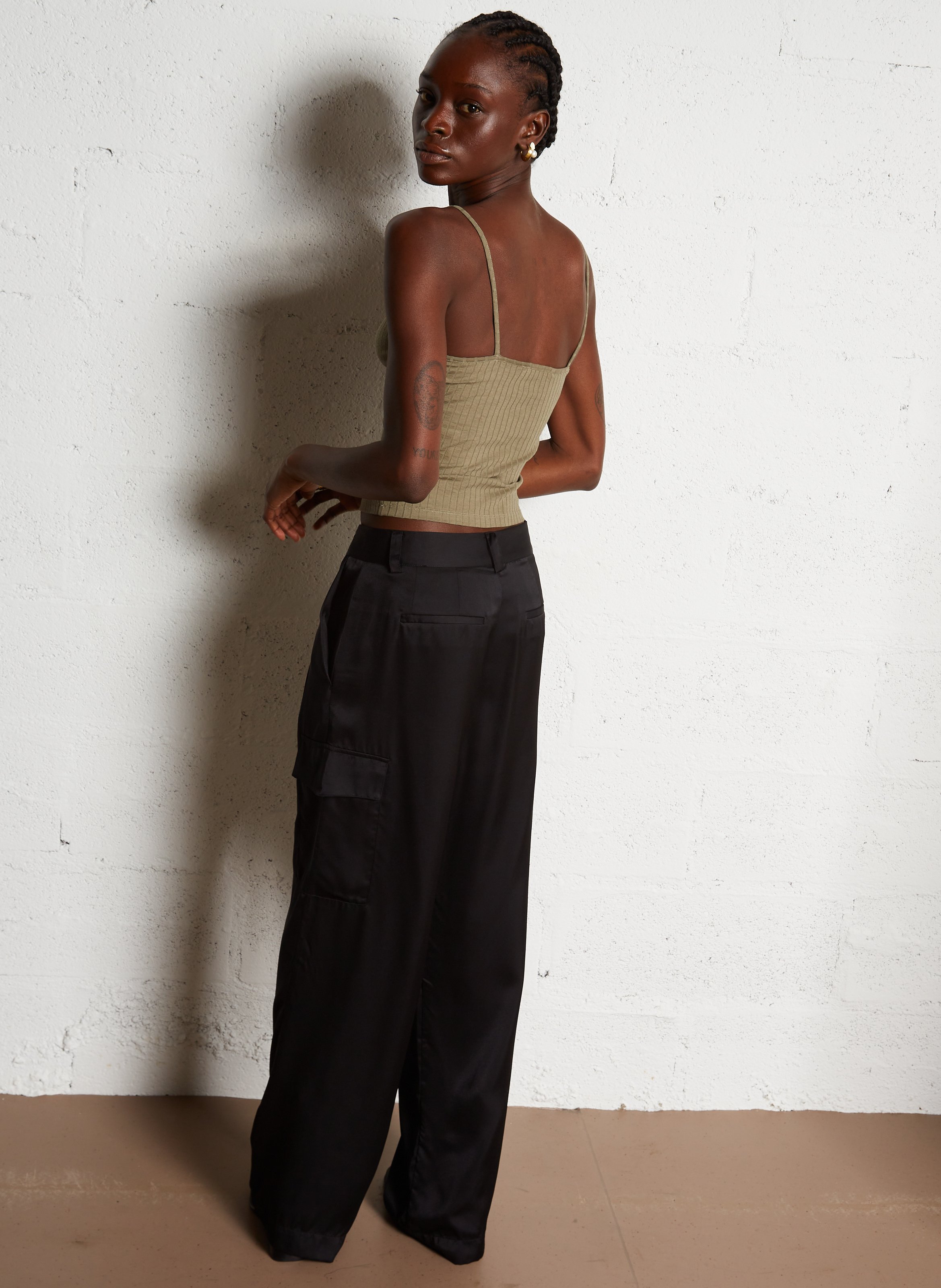 Pantalon large taille haute BA&SH Noir