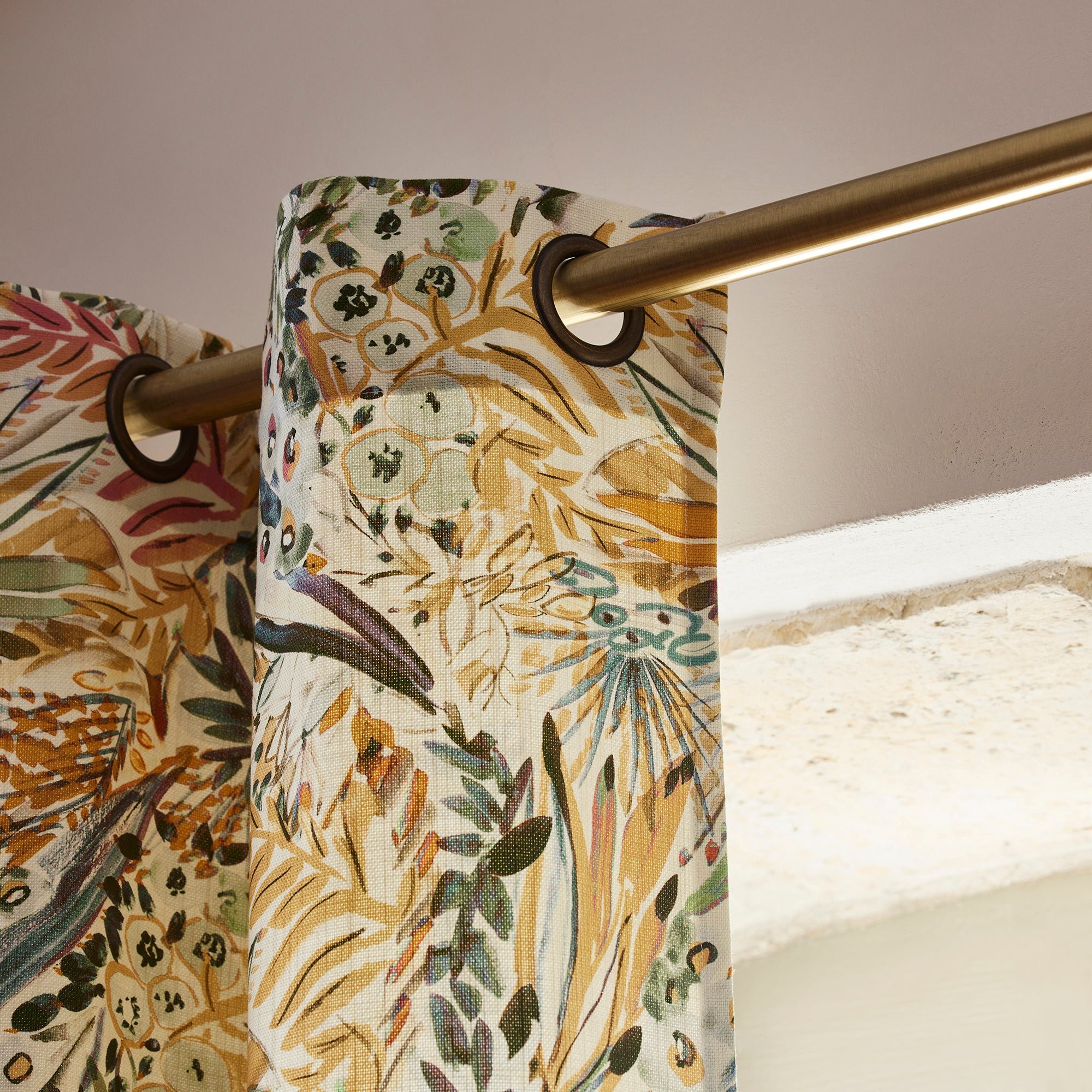 AQUARELA - Curtain with golden eyelets MADURA Multicolored