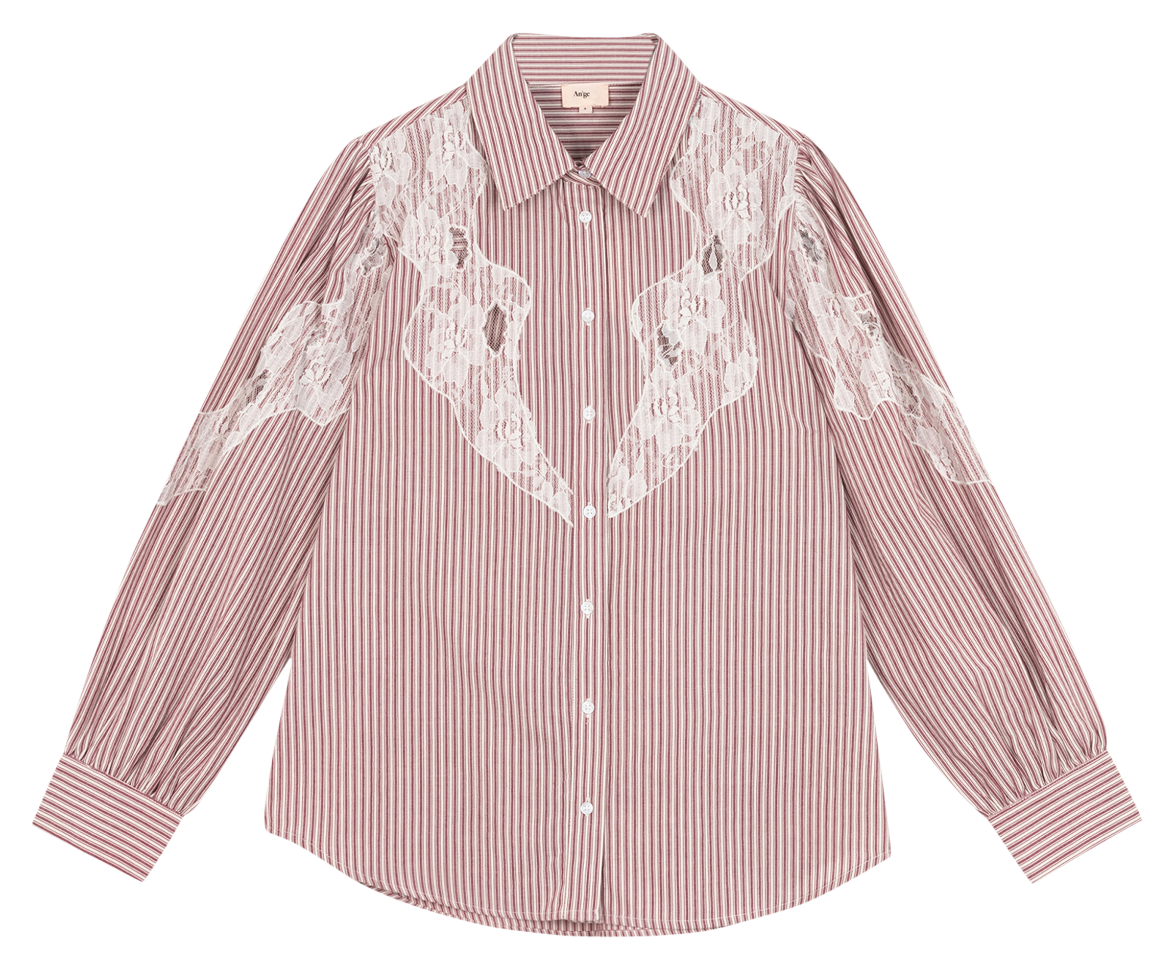 Chemise à dentelle en coton AN'GE Prune