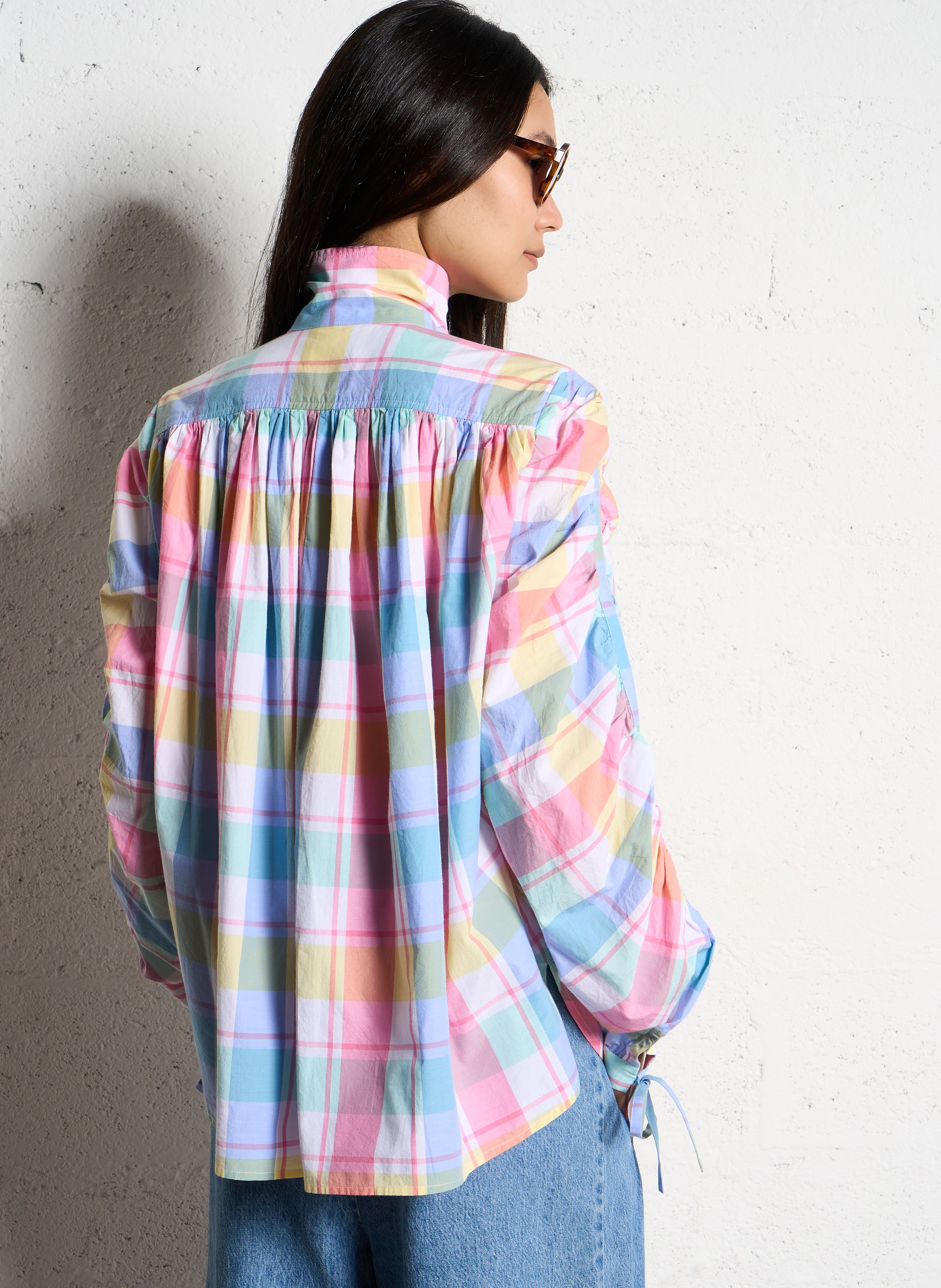 High-neck printed cotton blouse V DE VINSTER Multicolored