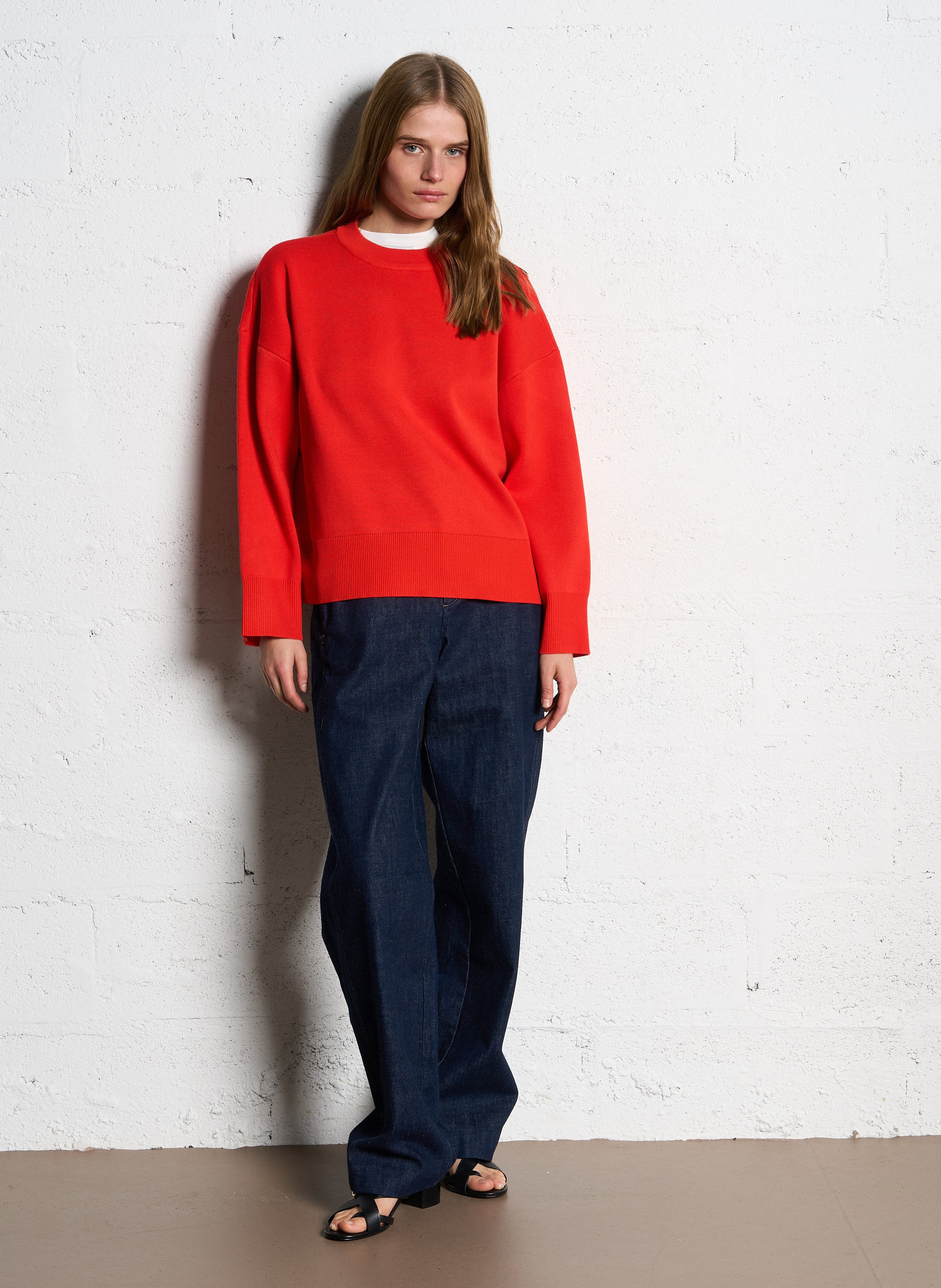 Gerade geschnittener Rundhalspullover OBJECT Orange