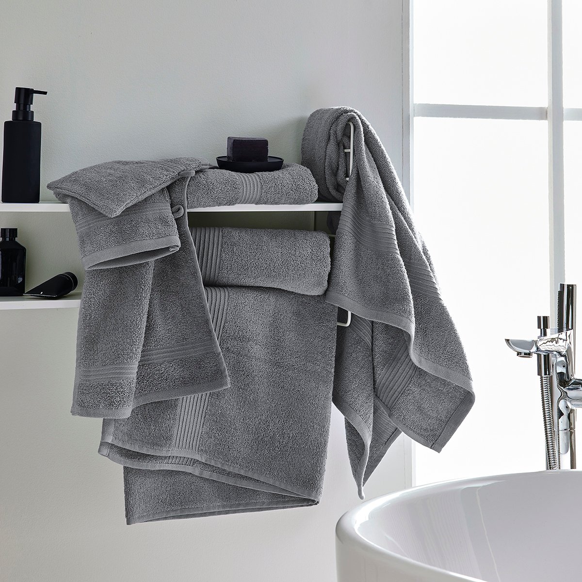 Set of 2 cotton bath towels TODAY LINGE DE MAISON Grey