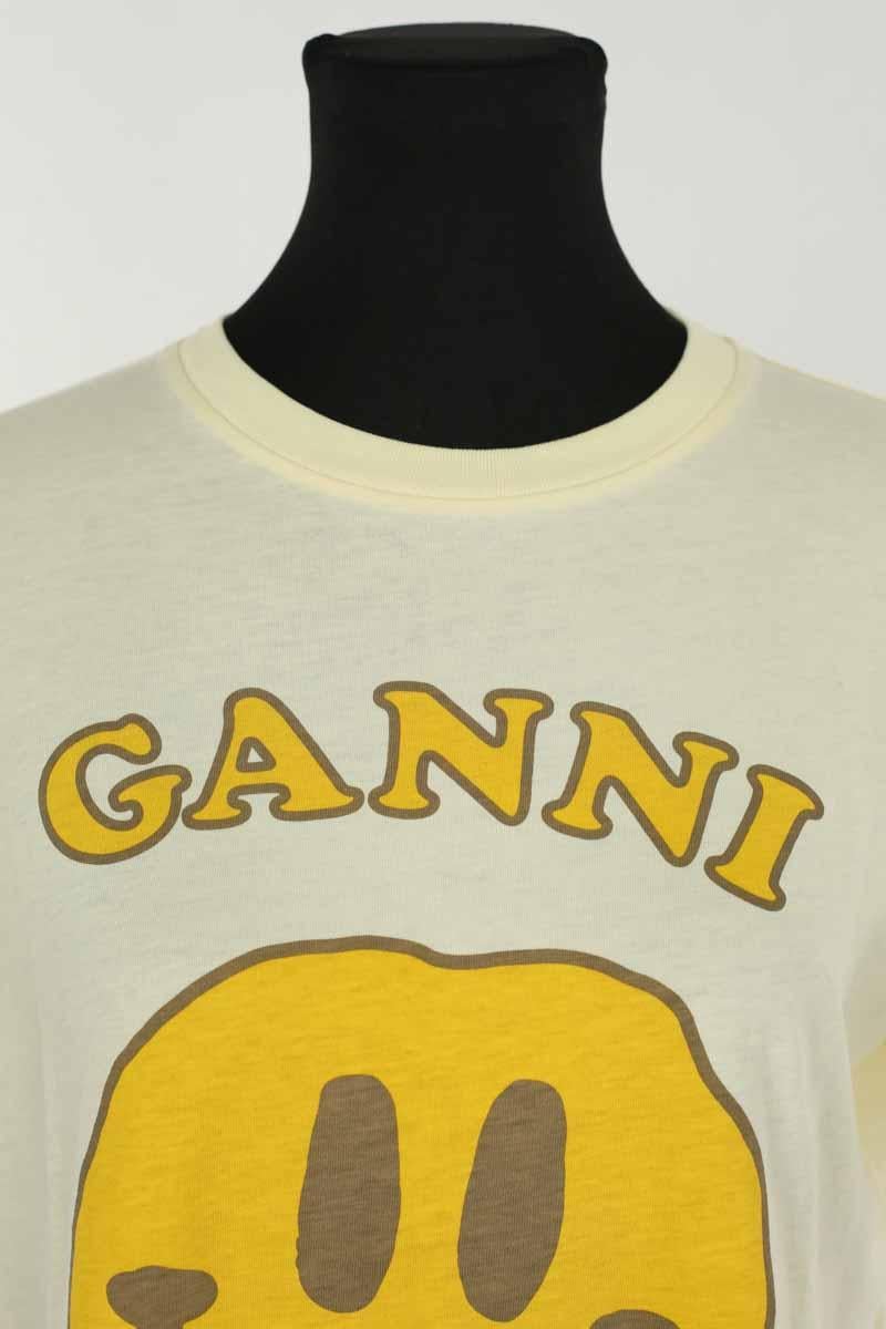 Cotton T-shirt GANNI - Seconde Main Yellow