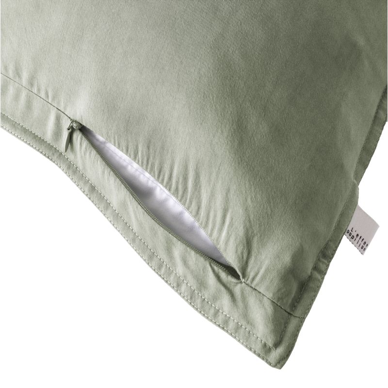 Cotton percale pillow case L'EFFET PAPILLON Green