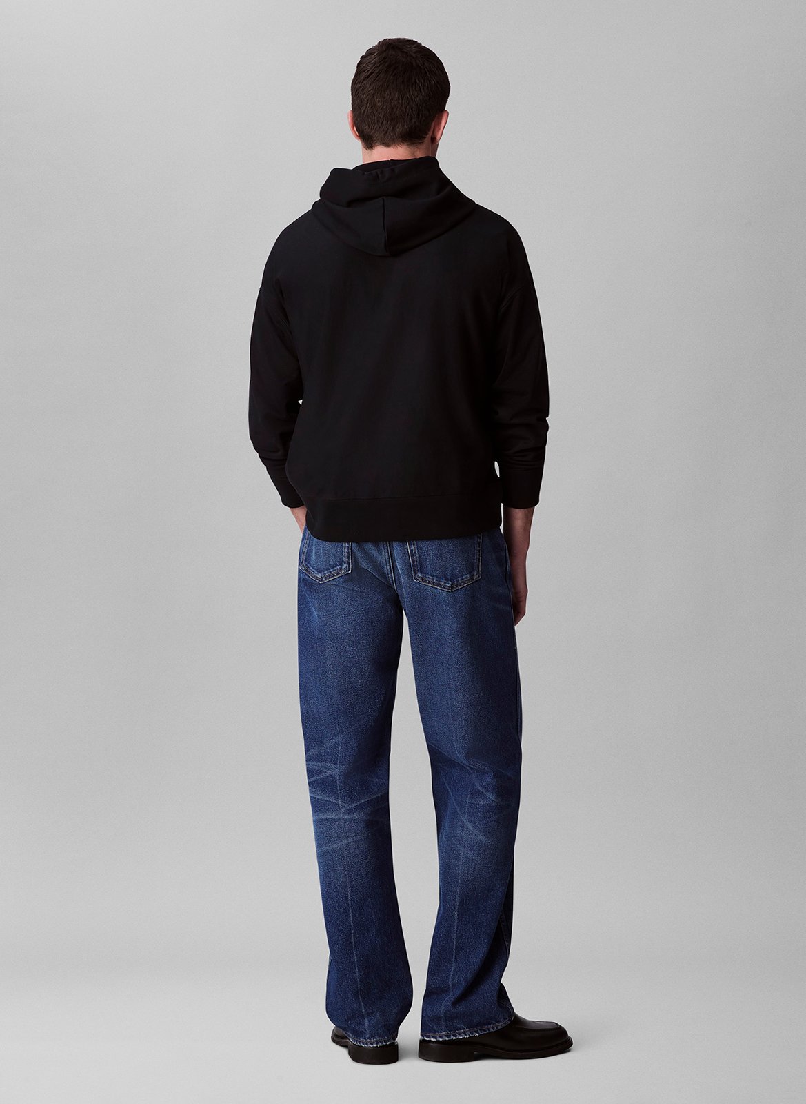 Sweat à capuche uni en coton mélangé CALVIN KLEIN Noir