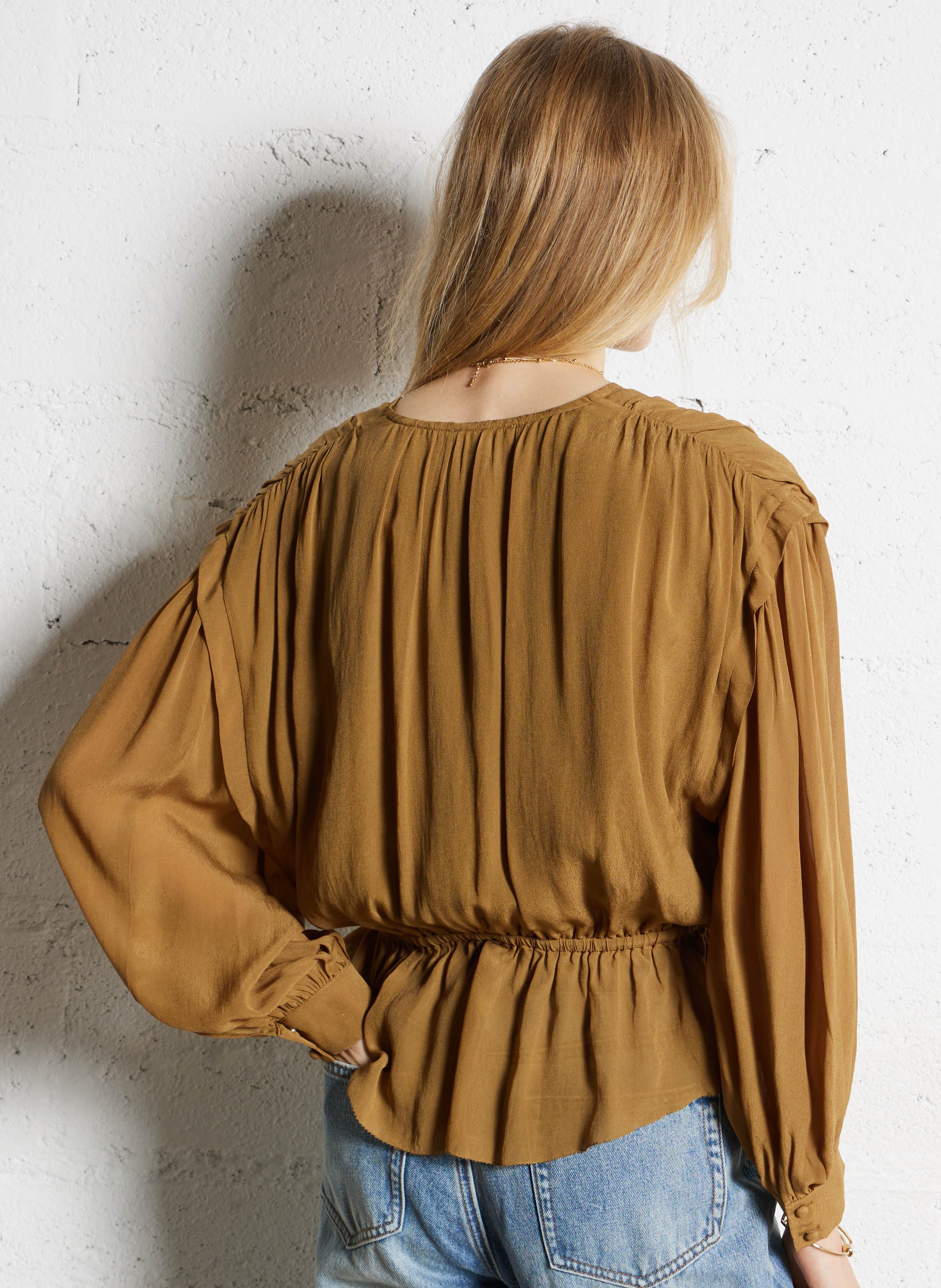 Blouse col v SUNCOO Kaki