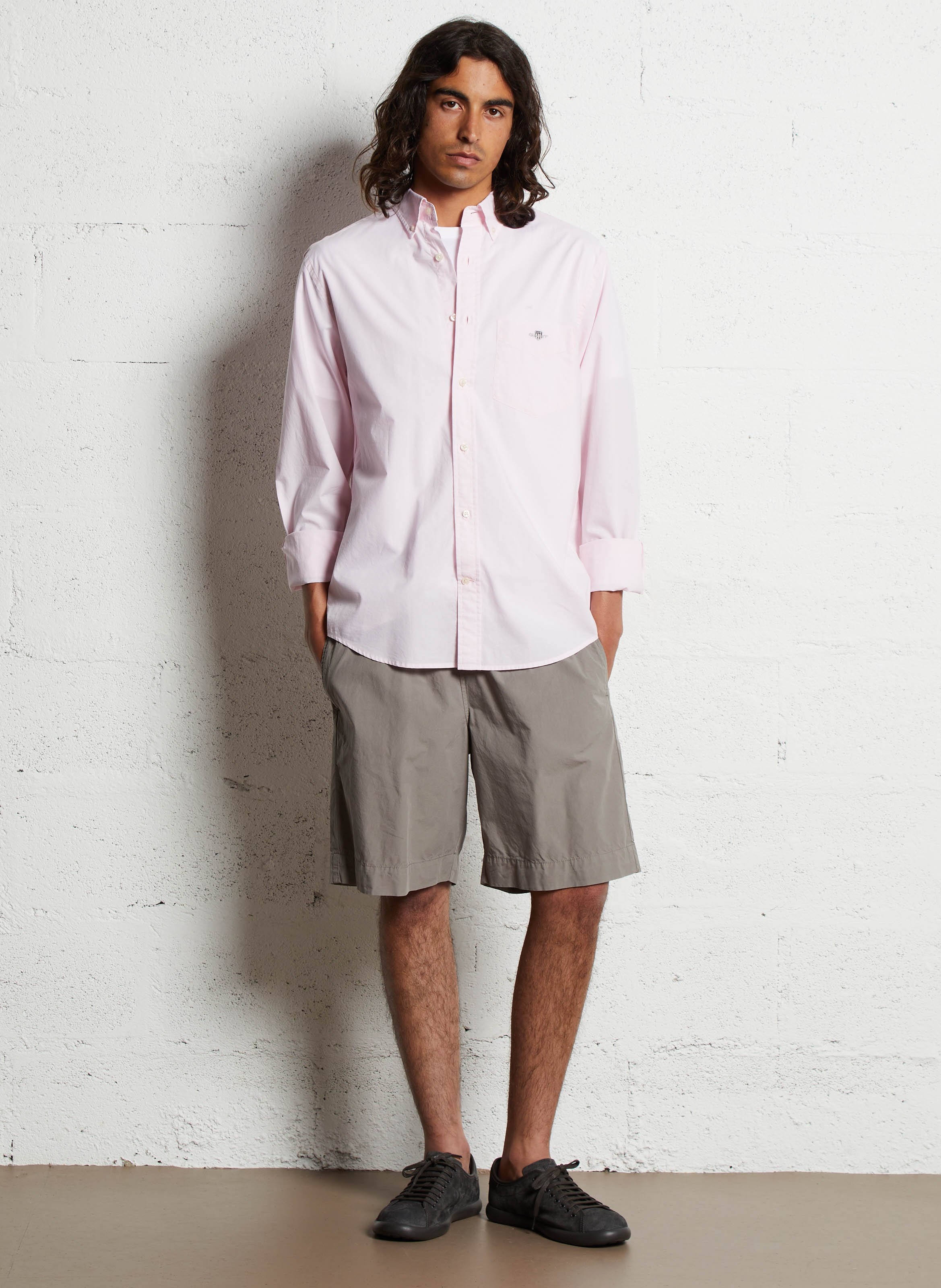 Straight-cut recycled cotton shirt with classic collar GANT Pink