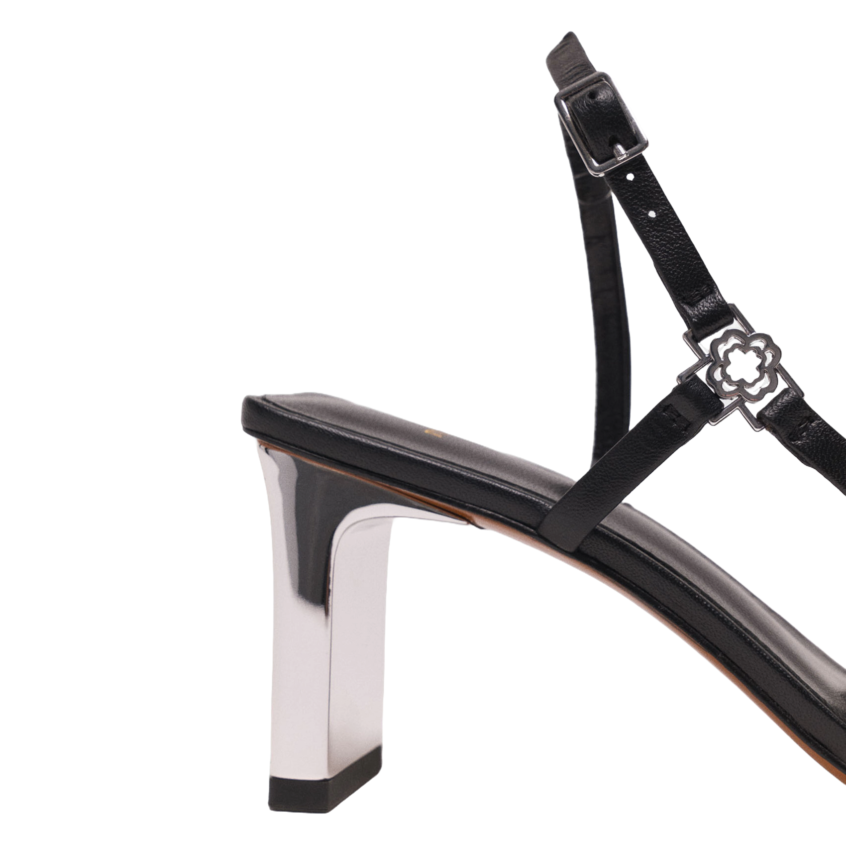 Hoge, glanzende, leren sandalen MAJE Zwart