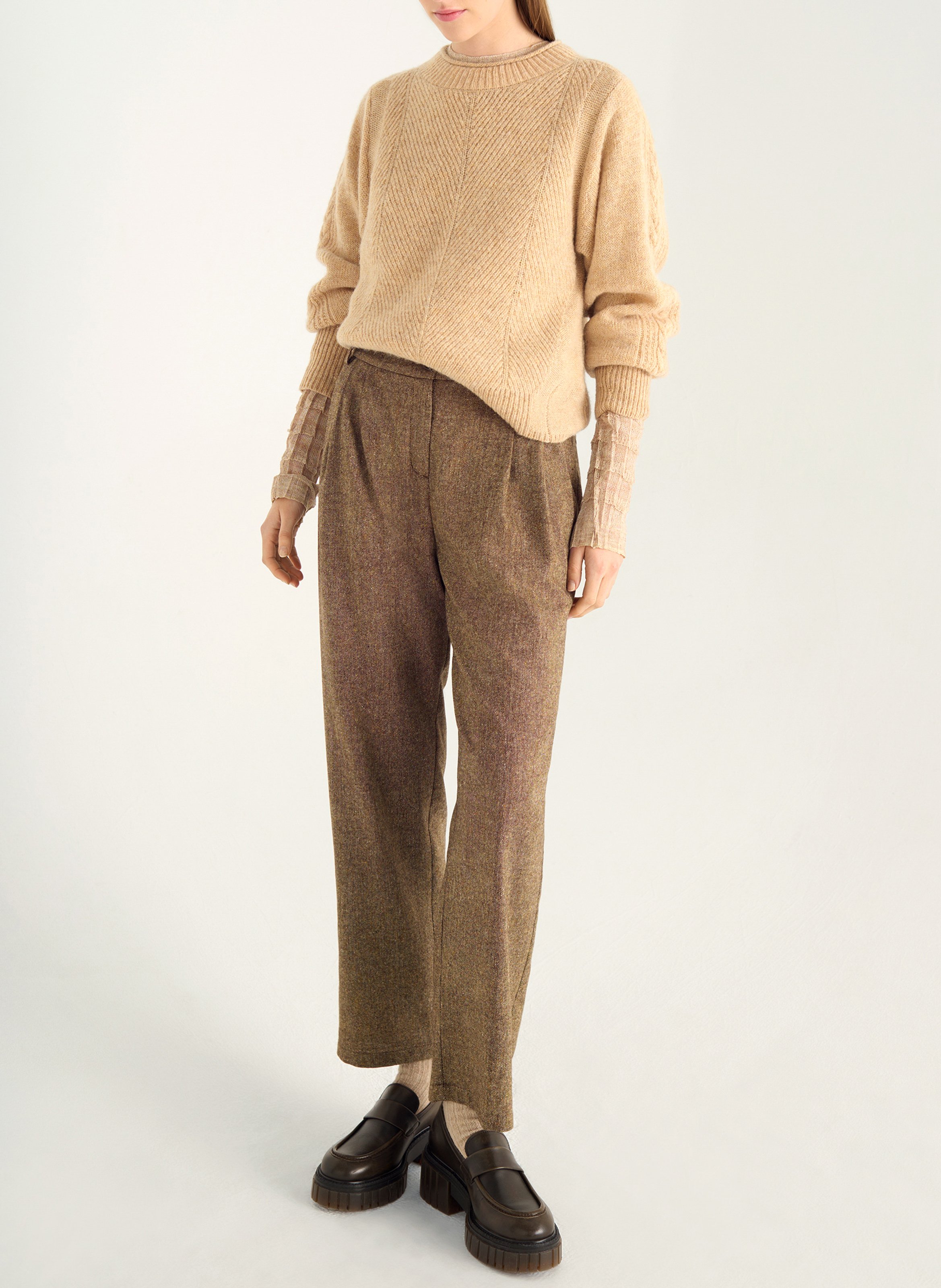 Pull droit col rond en laine COTELAC Blanc