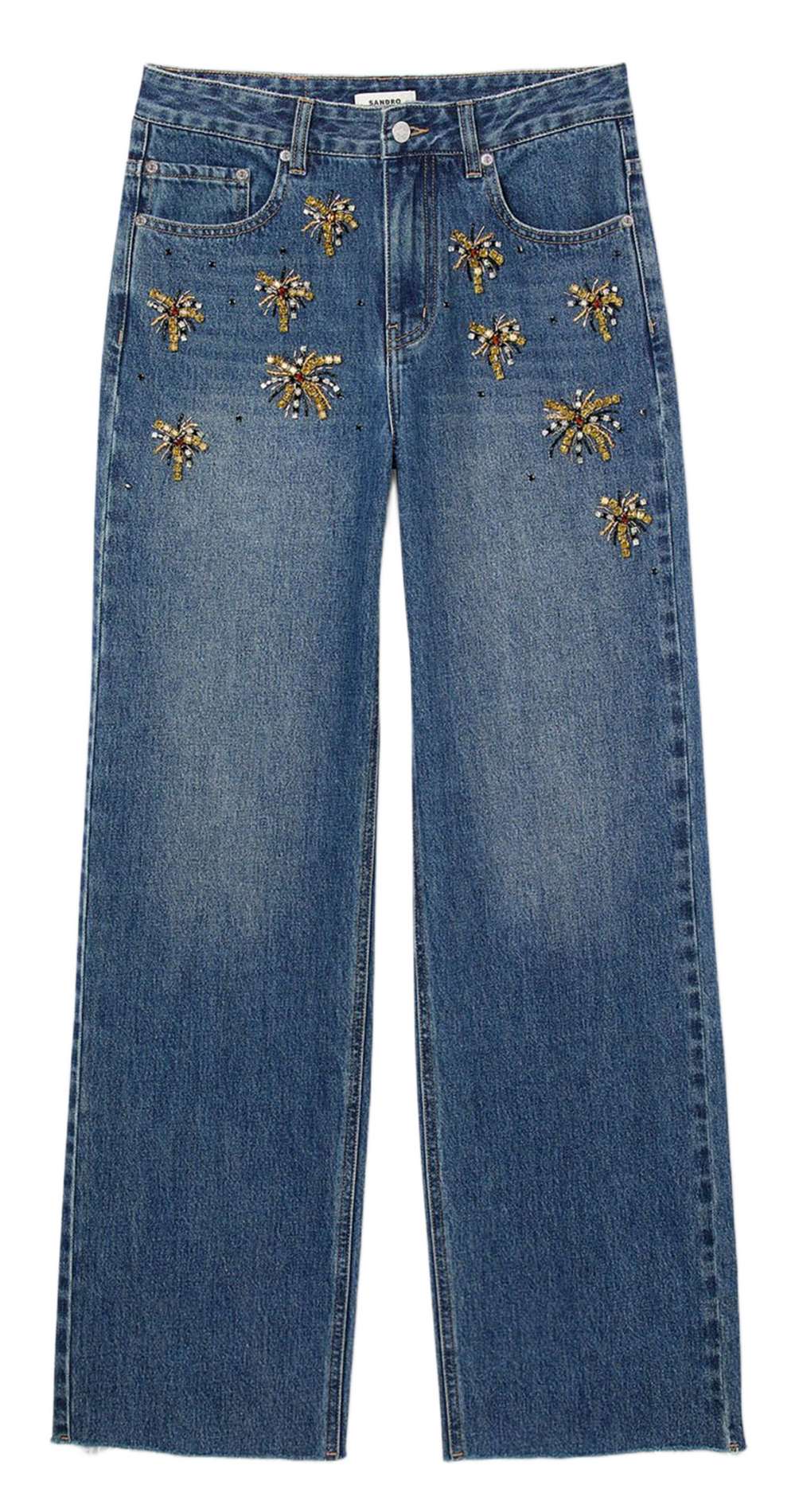 Jean droit à broderies sequins SANDRO Bleu