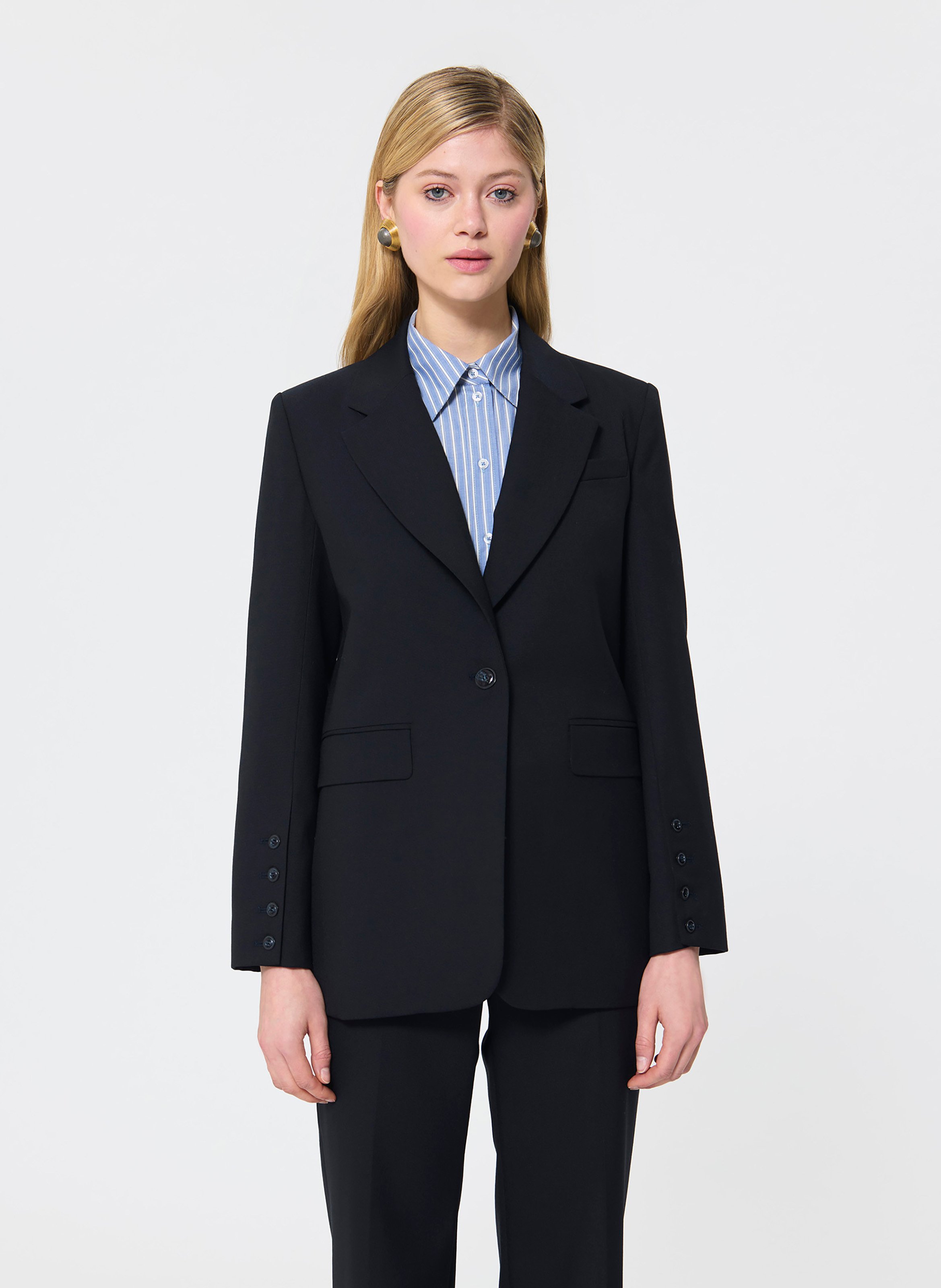 Giacca tailleur dritta in lana TARA JARMON Blu