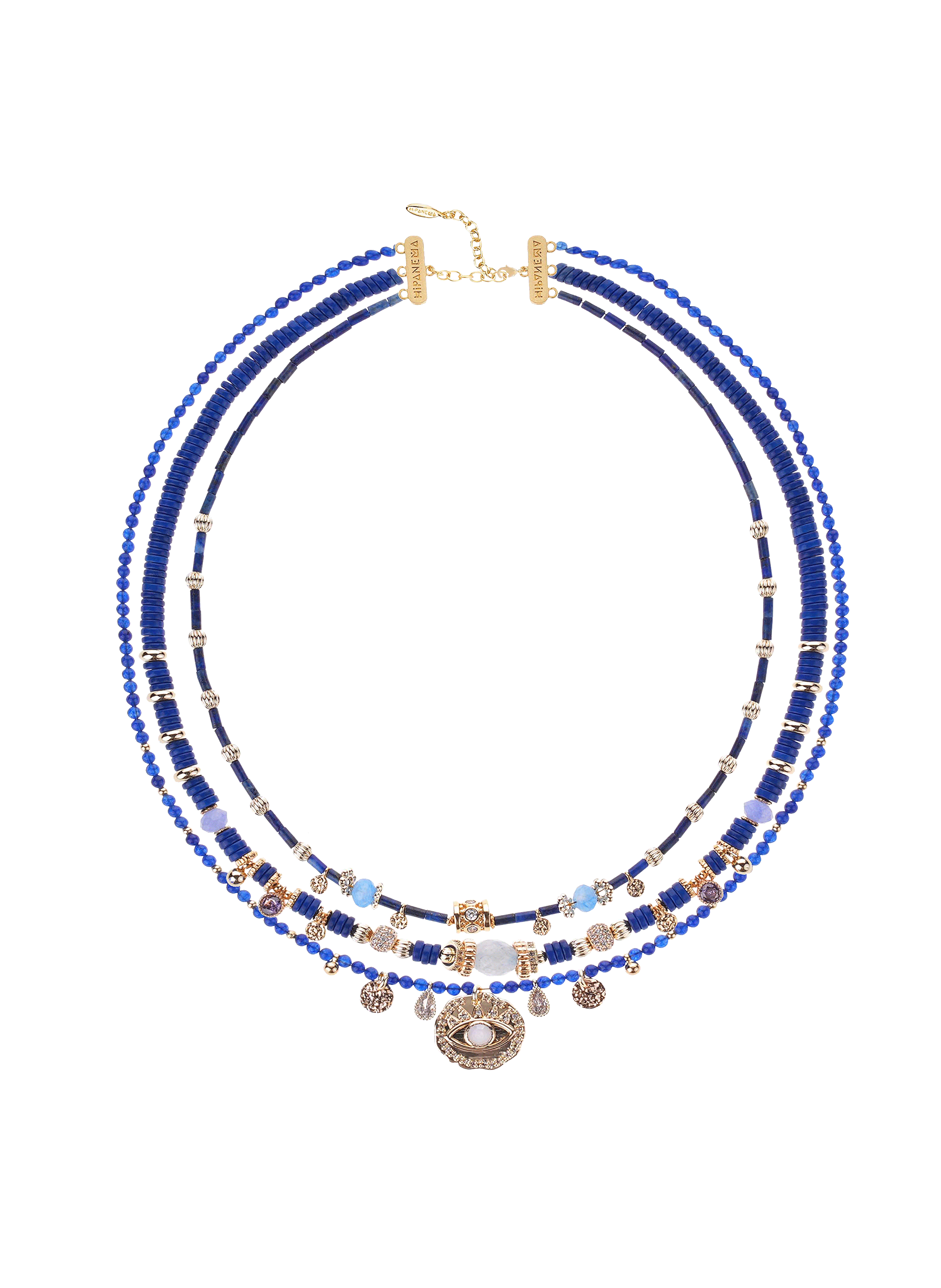 Multilayer pearl necklace with charms HIPANEMA Blue