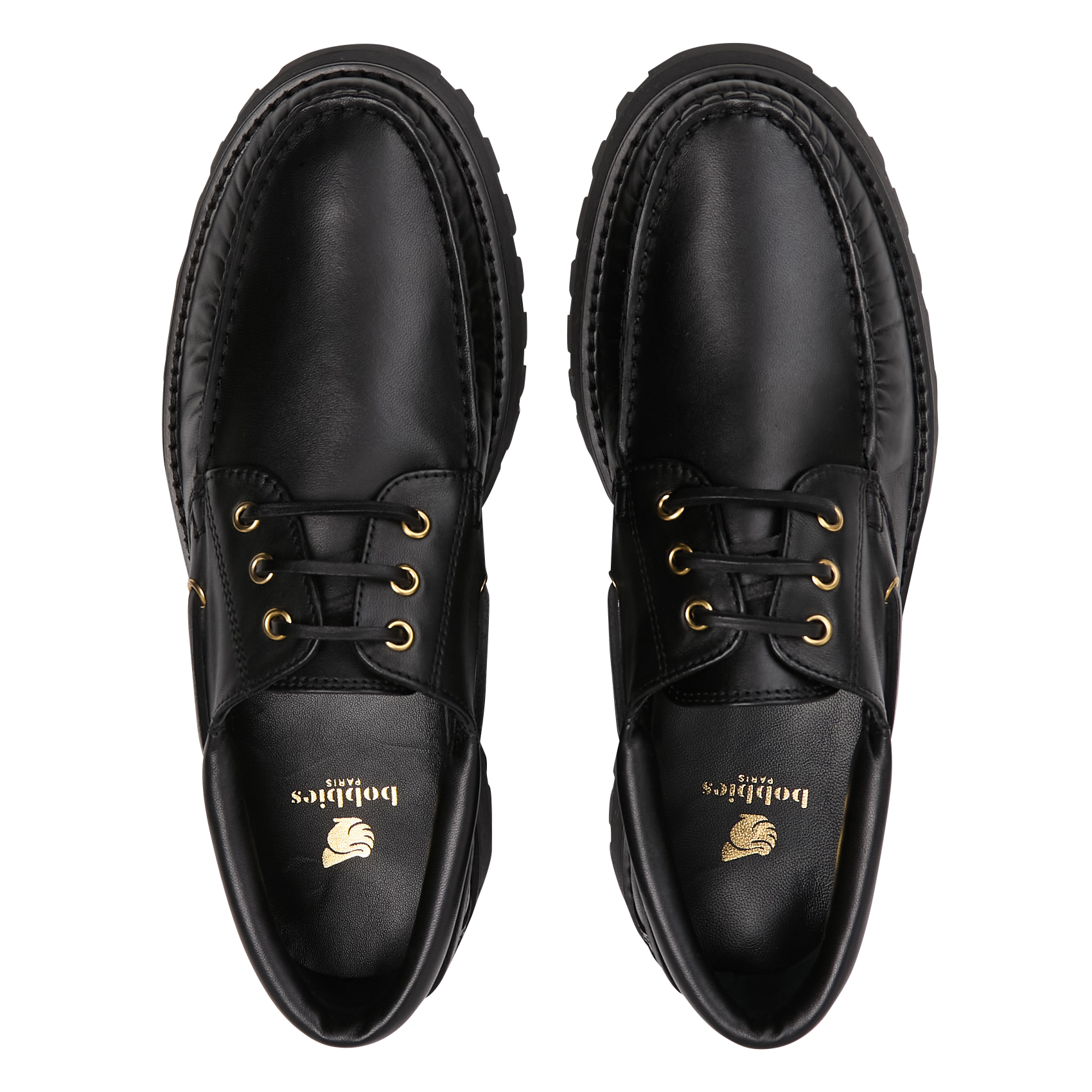 Moccasins with grooved leather soles BOBBIES Black